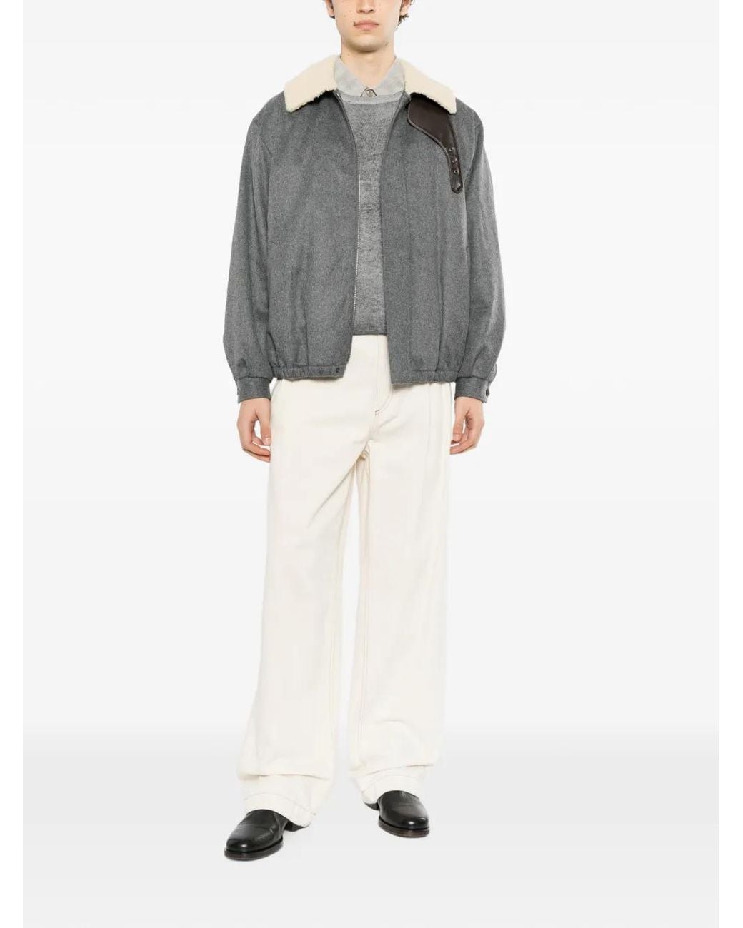 Ssstein Gray Mouton-Collar Padded Jacket