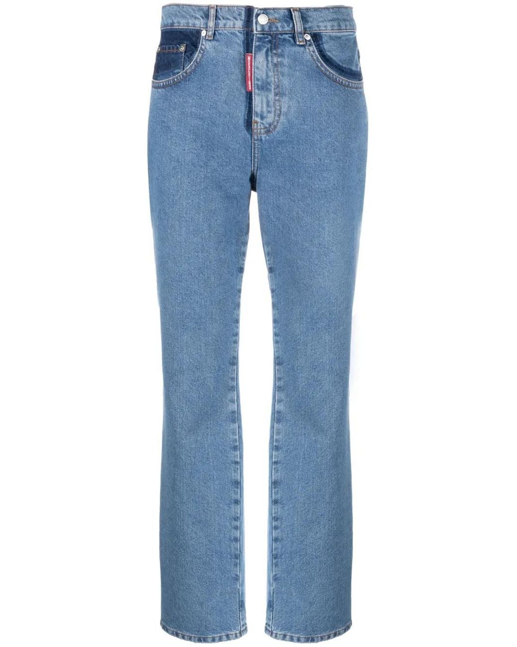 Moschino Blue Two-Tone Straight-Leg Jeans