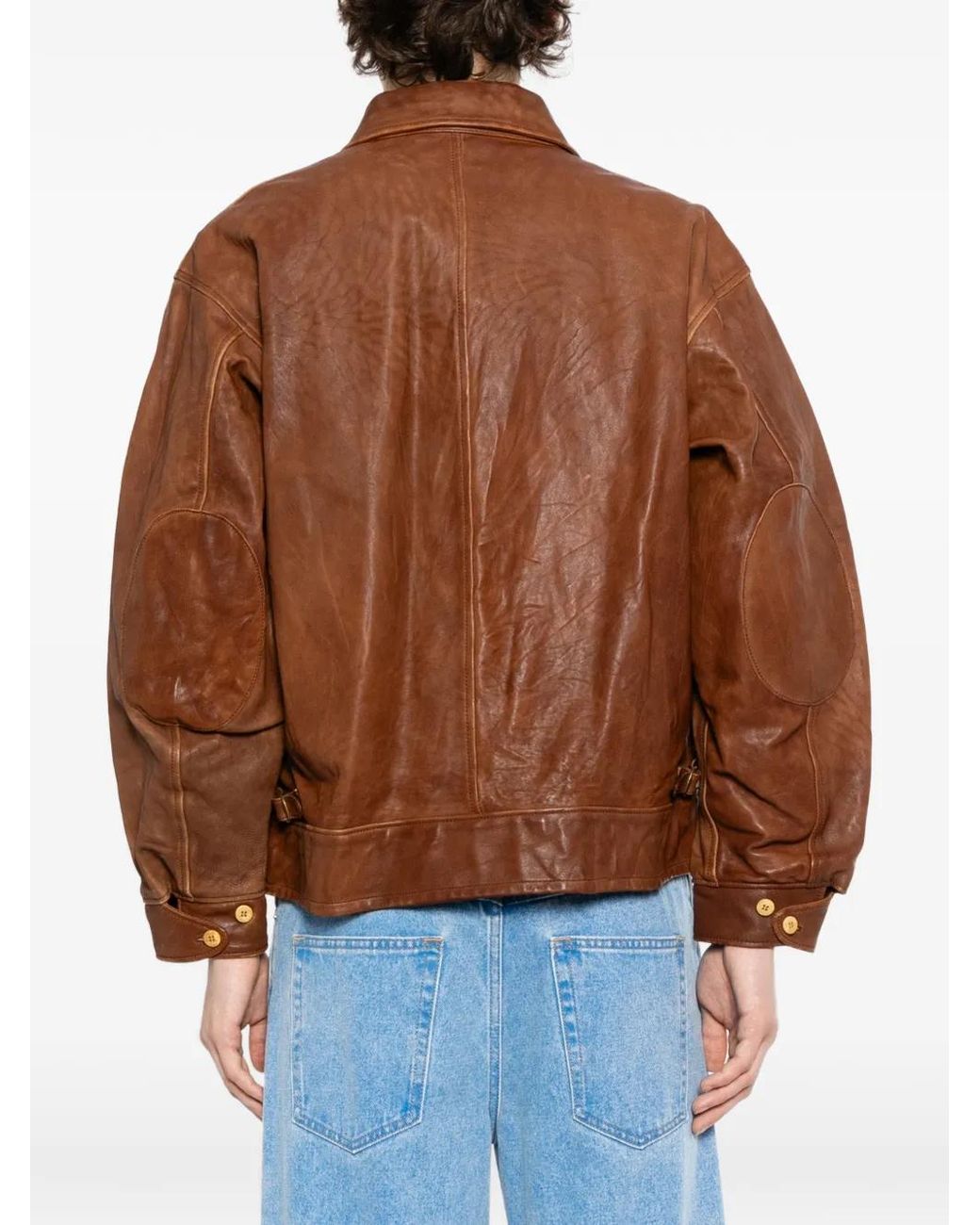 Visvim Brown Strato Leather Jacket for men