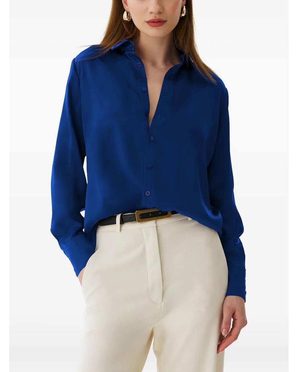 Framboise Blue Chemise Fremont En Soie