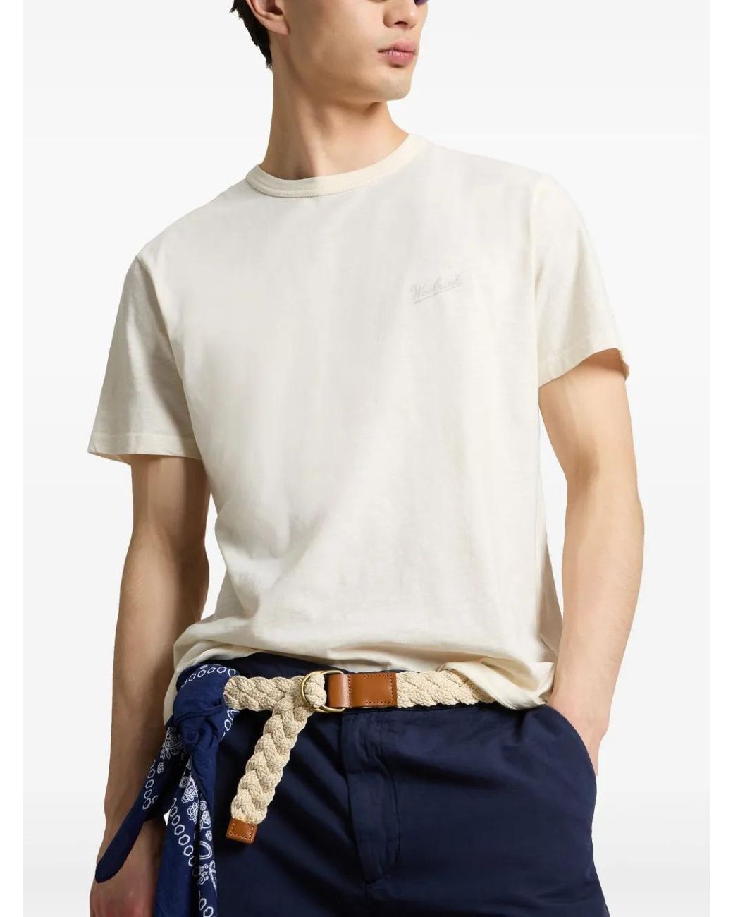 Woolrich White Logo-Embroidered T-Shirt for men