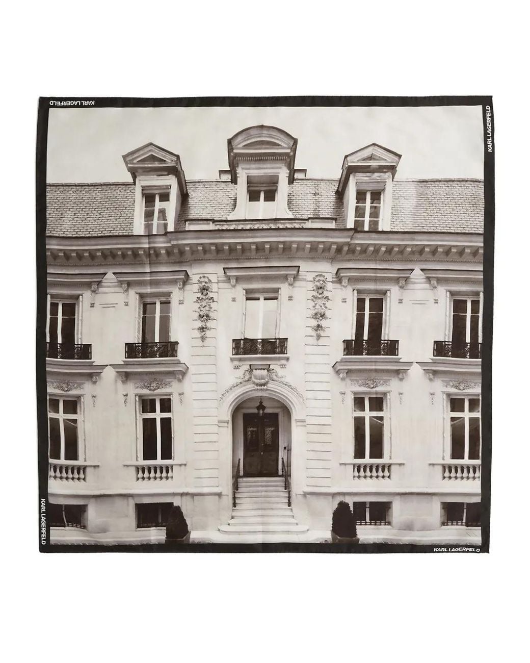 Karl Lagerfeld Metallic Maison De Karl-Print Silk Scarf