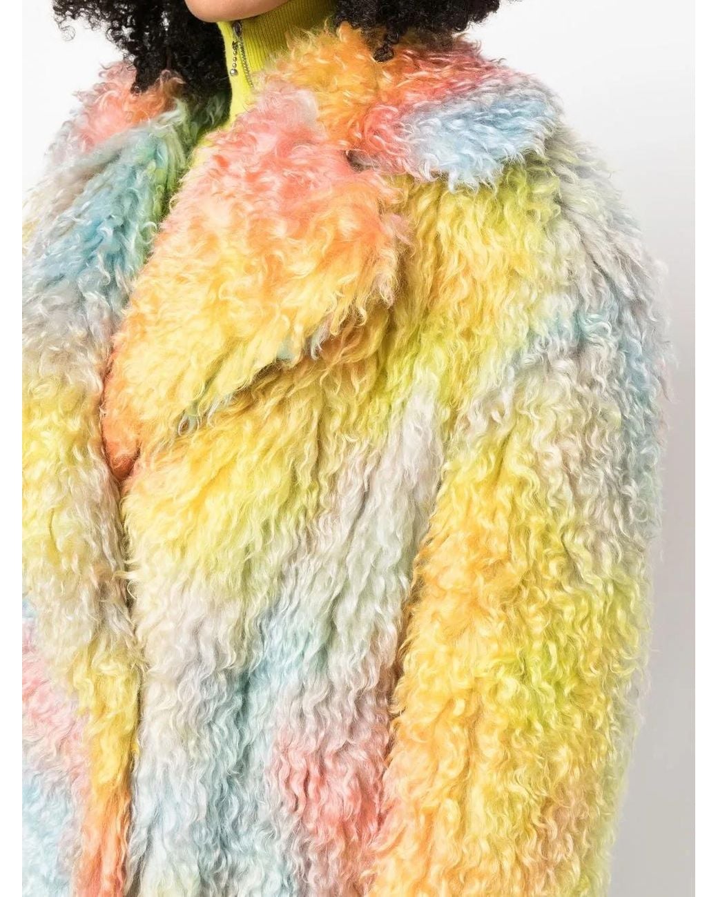 BECAGLI Yellow Mantel Aus Faux Shearling Mit Batikmuster