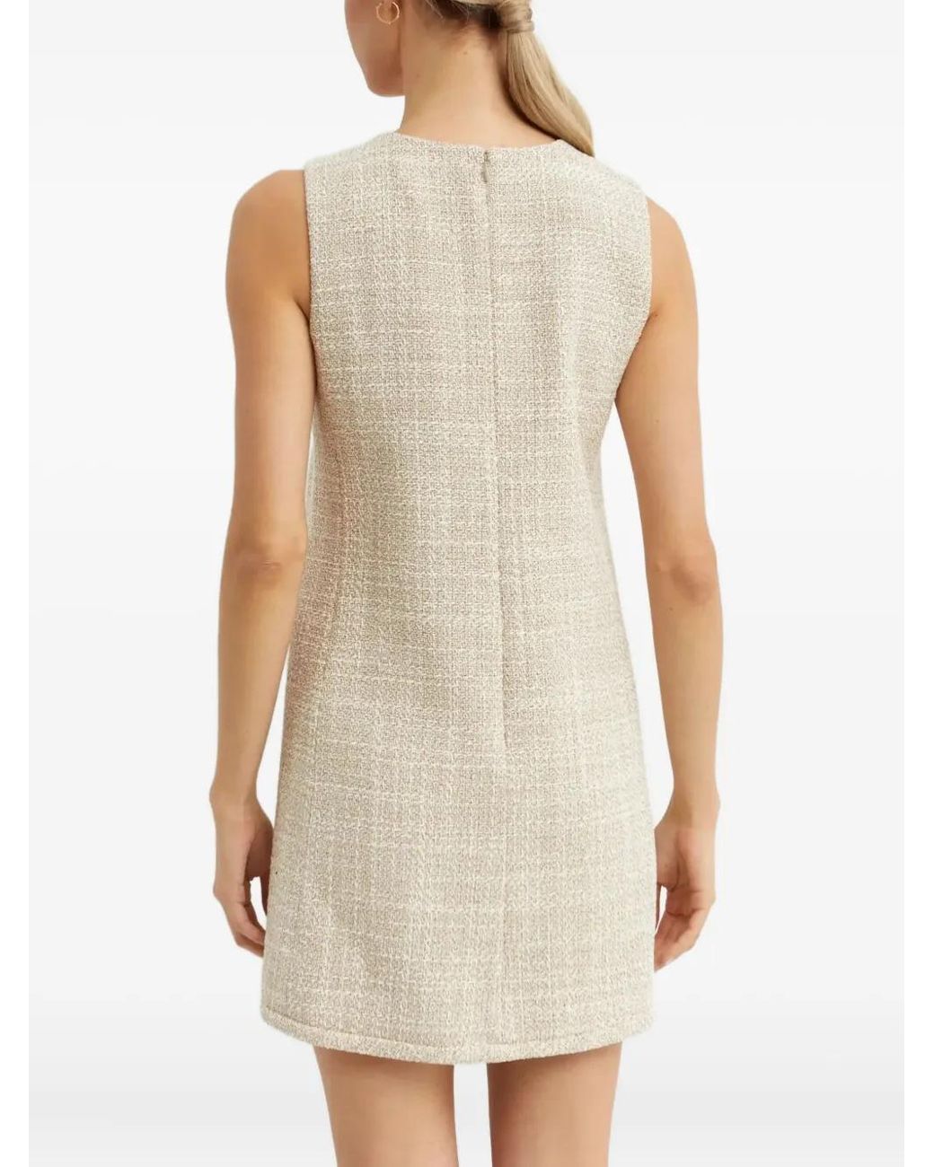 Theory Natural Sleeveless Tweed Mini Dress