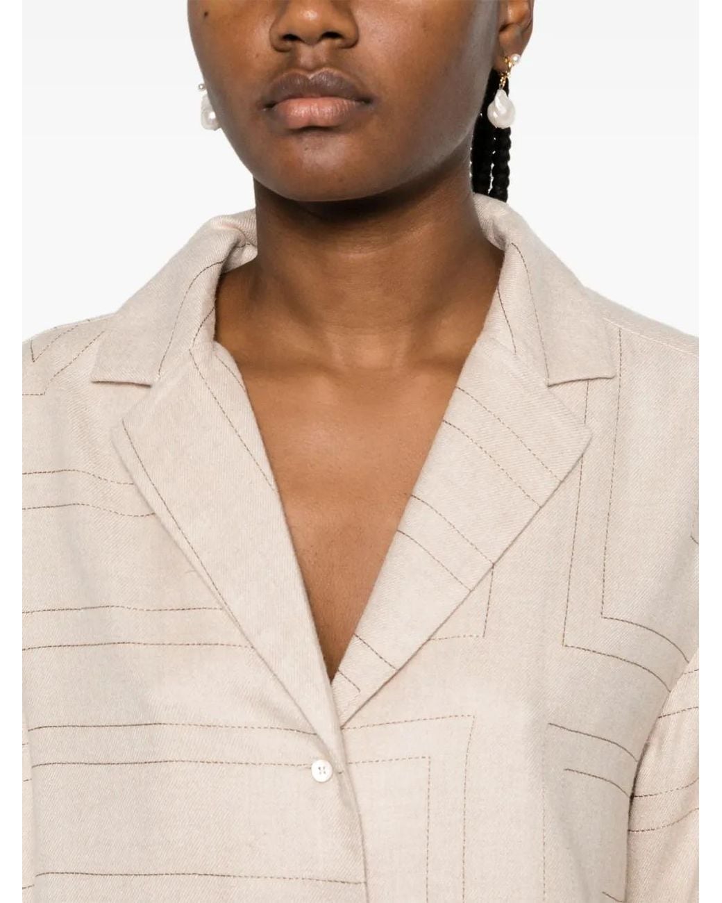 Totême Flanellen Pyjamatop Met Monogram in het Natural