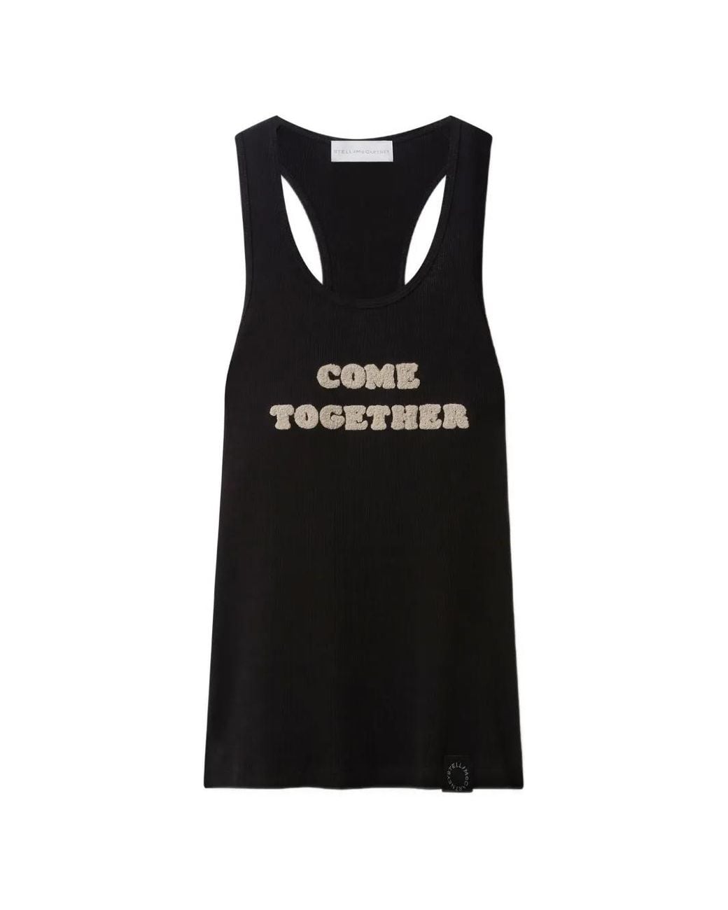 Stella McCartney Black Come Together Lettering Ribbed Tank Top