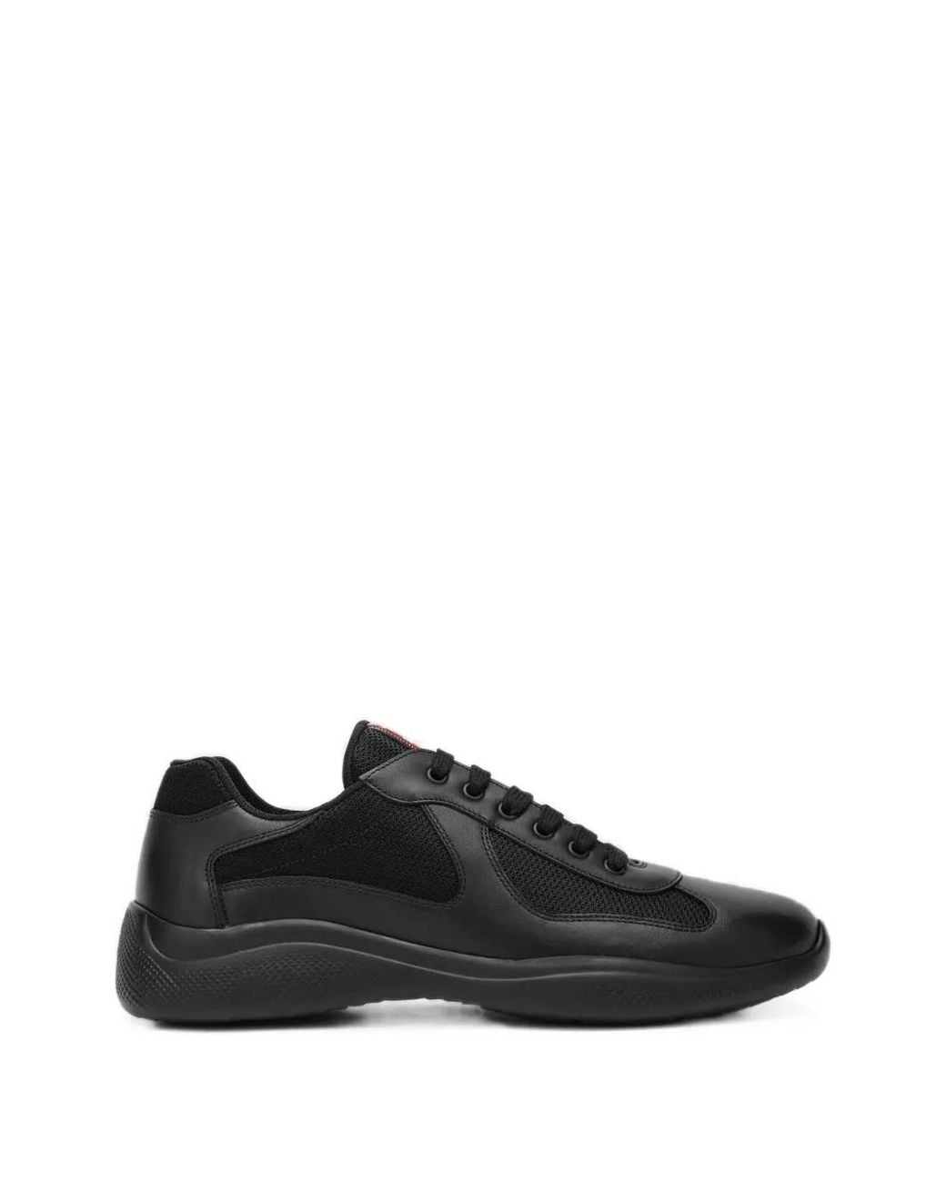 Prada Black America's Cup Leather-Panelled Sneakers for men