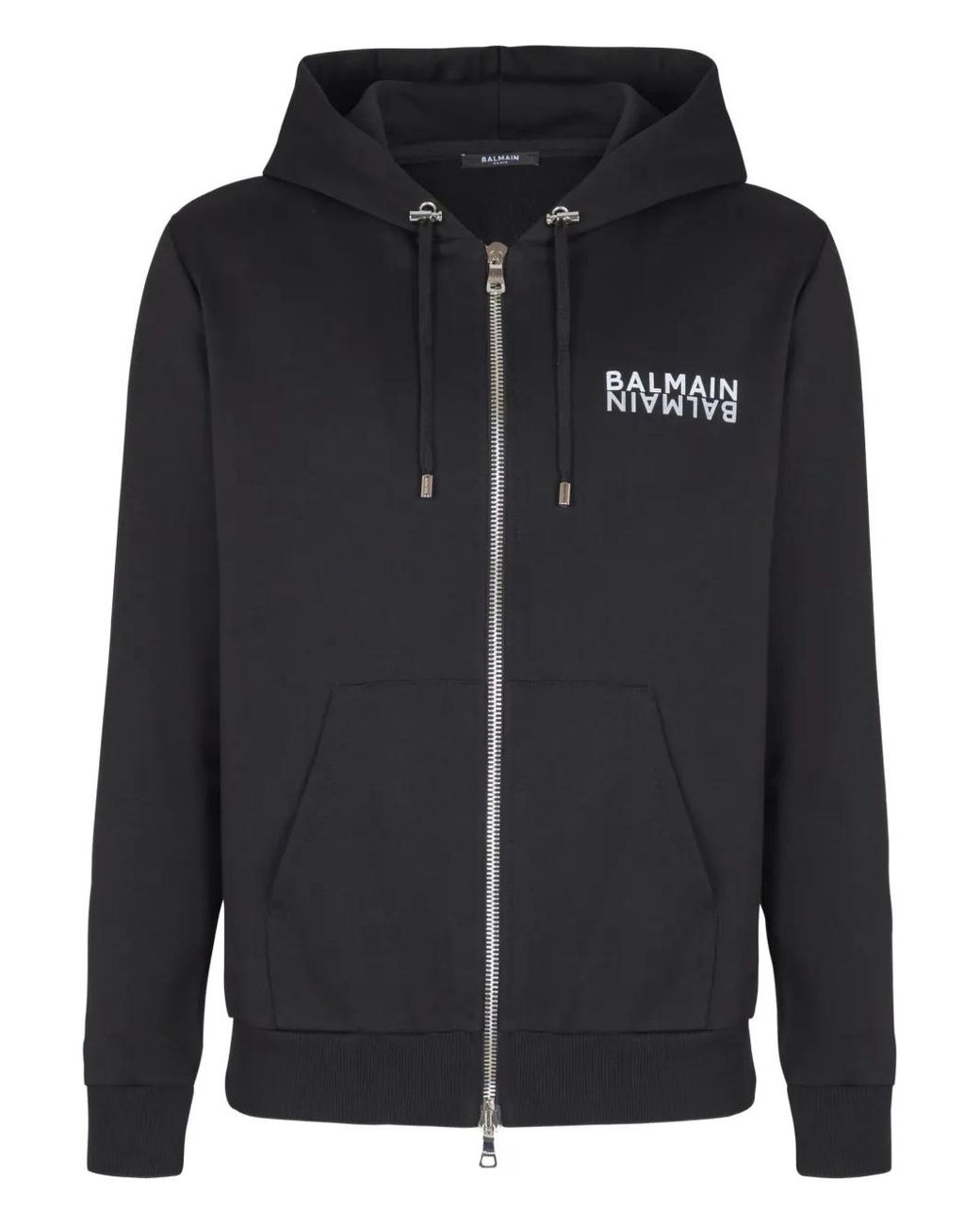 Balmain Black Zip-Up Hoodie for men