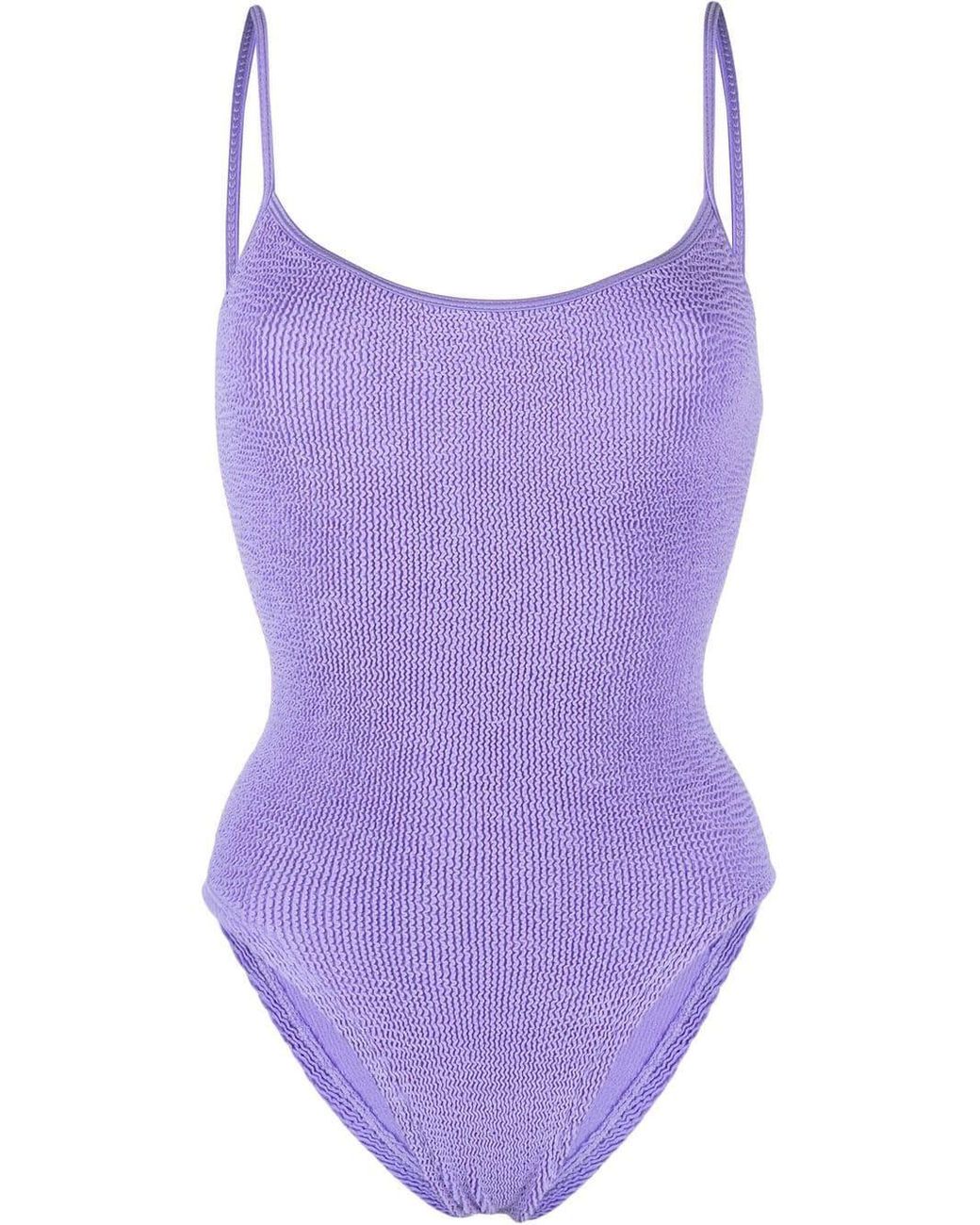 Hunza G Pamela Crinkle Swimsuit in Purple | Lyst UK