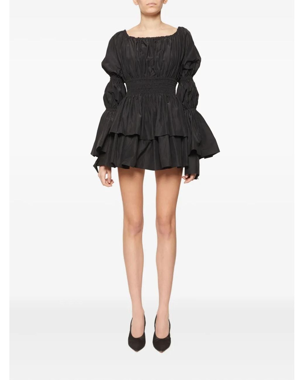 Blumarine Black Ruffle-Panels Mini Dress