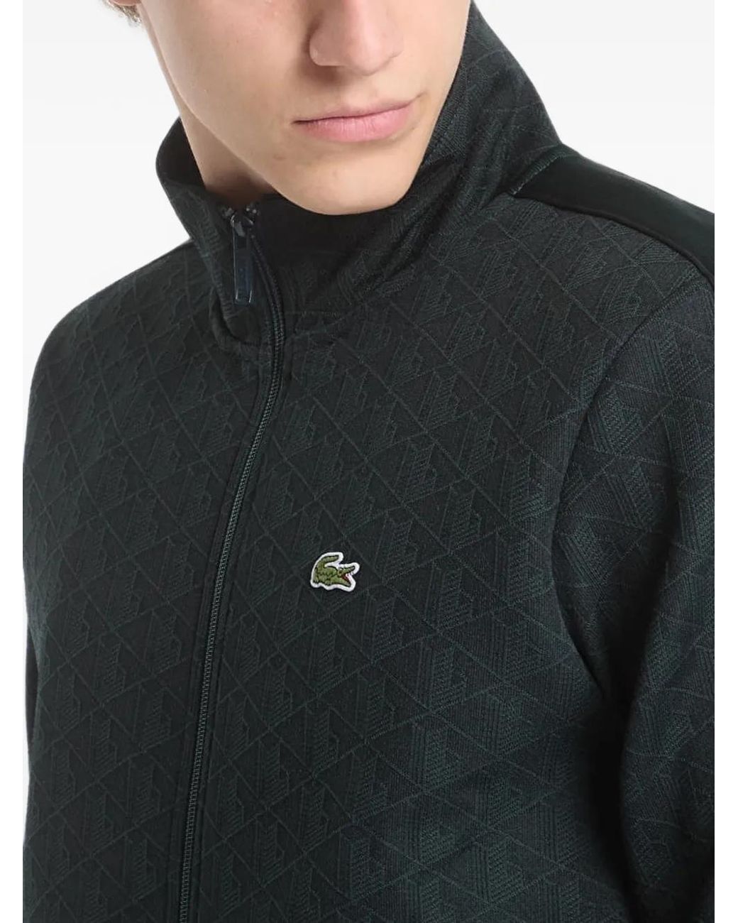Lacoste Gray Paris Monogram-Jacquard Track Jacket for men