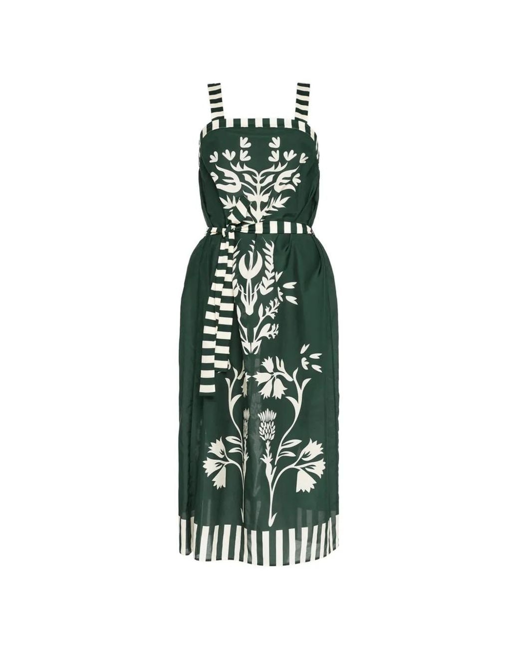 Eres Green Lakshya Floral-Print Striped Midi Dress