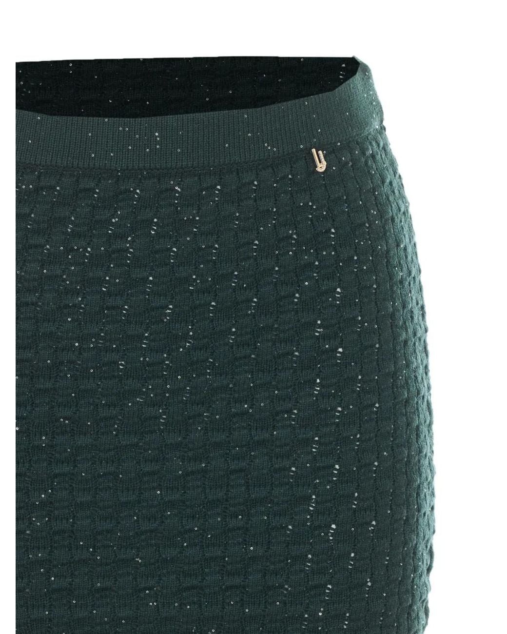 Liu Jo Green Sequin-Embellished Fringed Mini Skirt