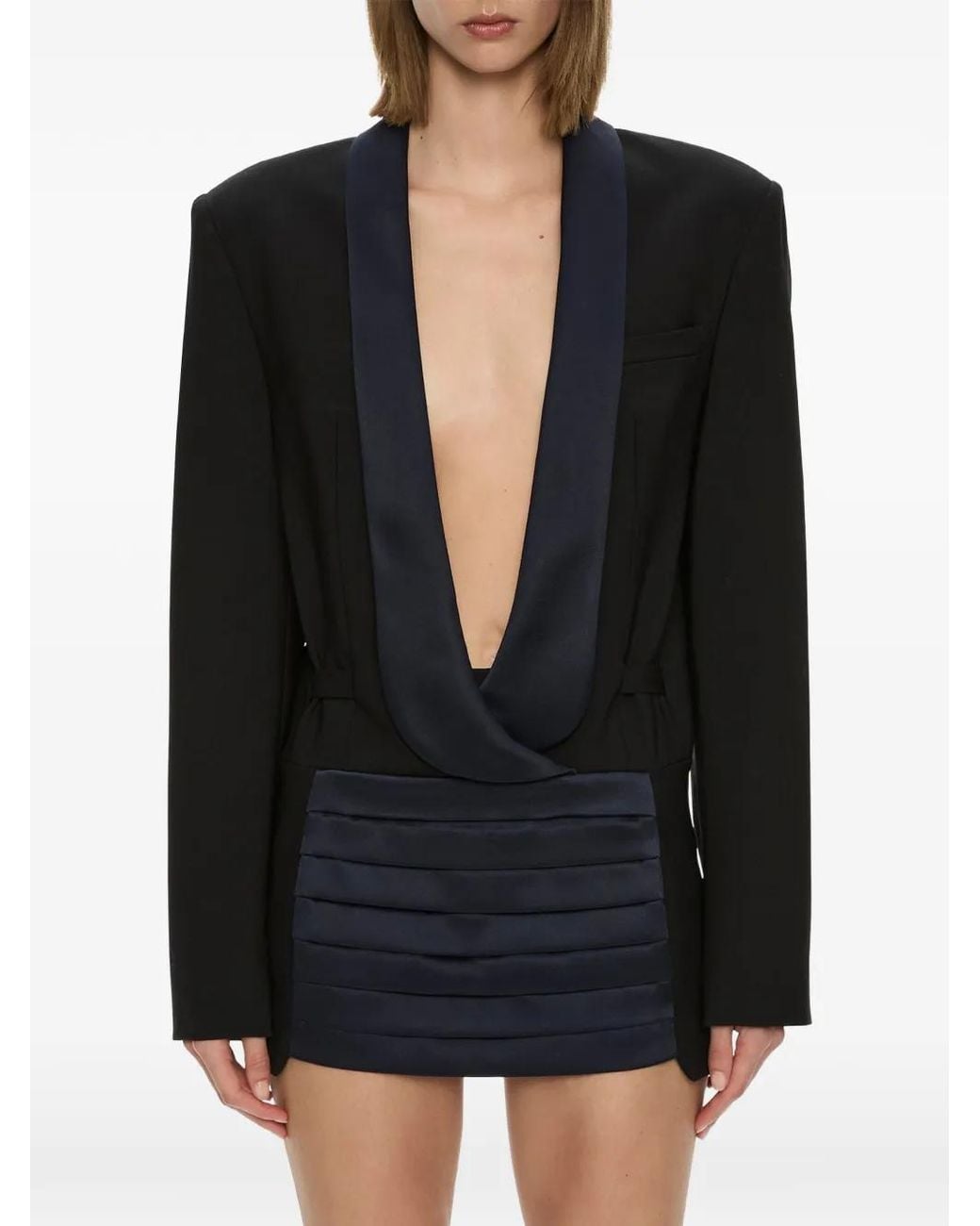 Christopher Esber Black Robe Courte À Empiècements Contrastants