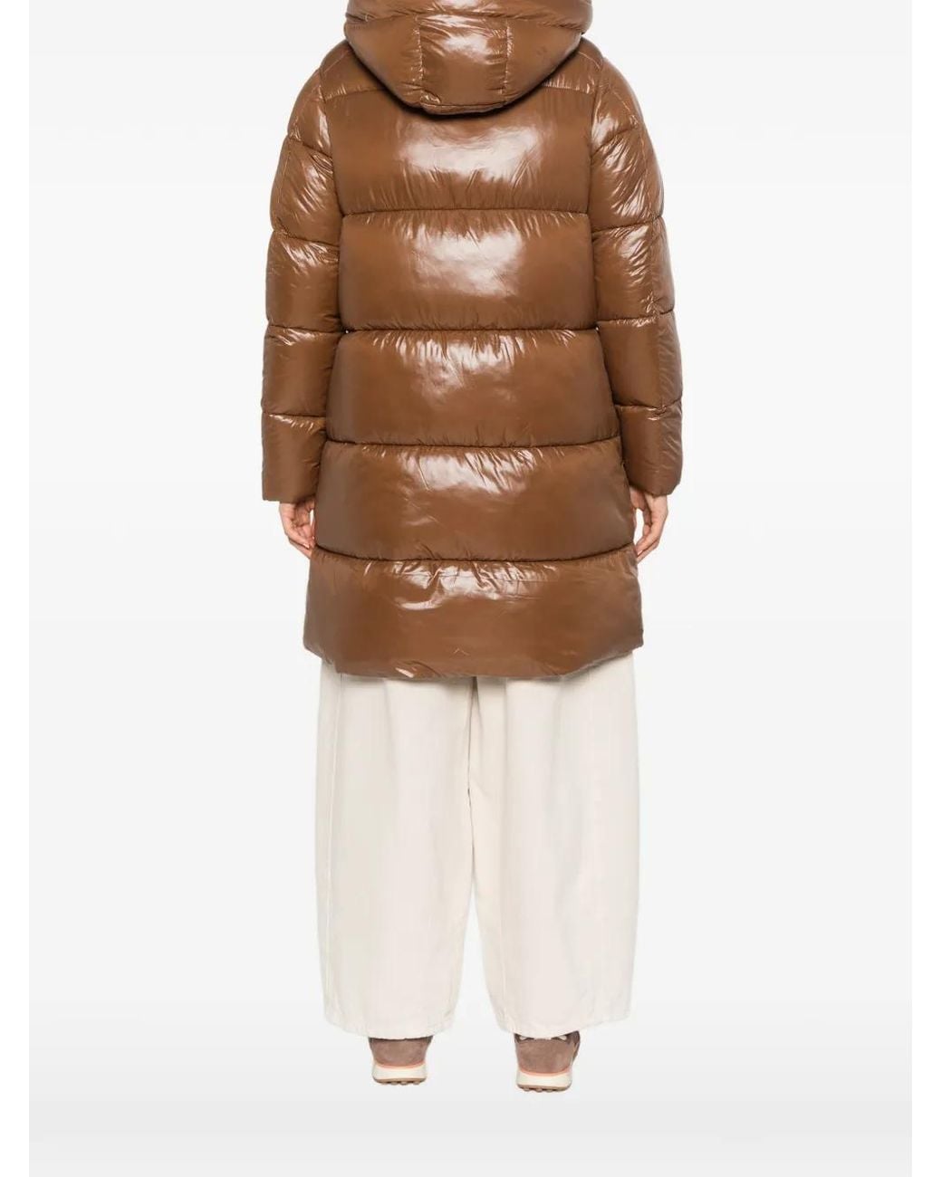 Save The Duck Brown Quilted Hooded Puffer Jacket