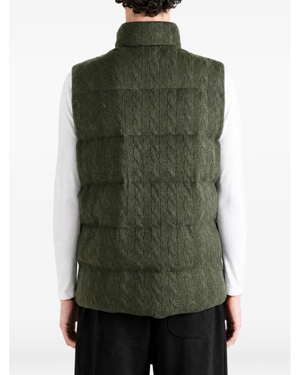 Polo Ralph Lauren Green Gilet Matelassé En Maille Torsadée for men