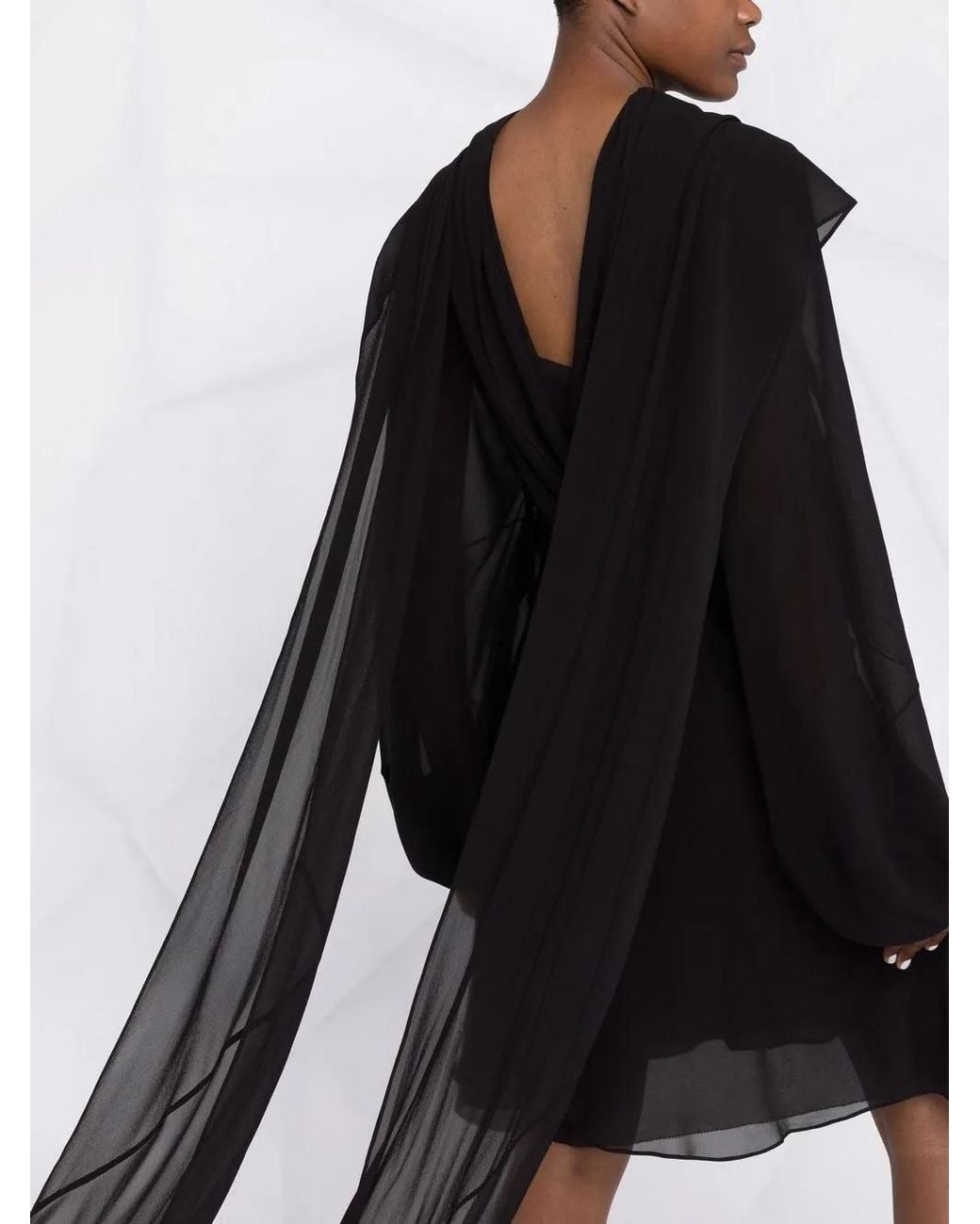 Maison Margiela Black Draped Silk Mini Dress