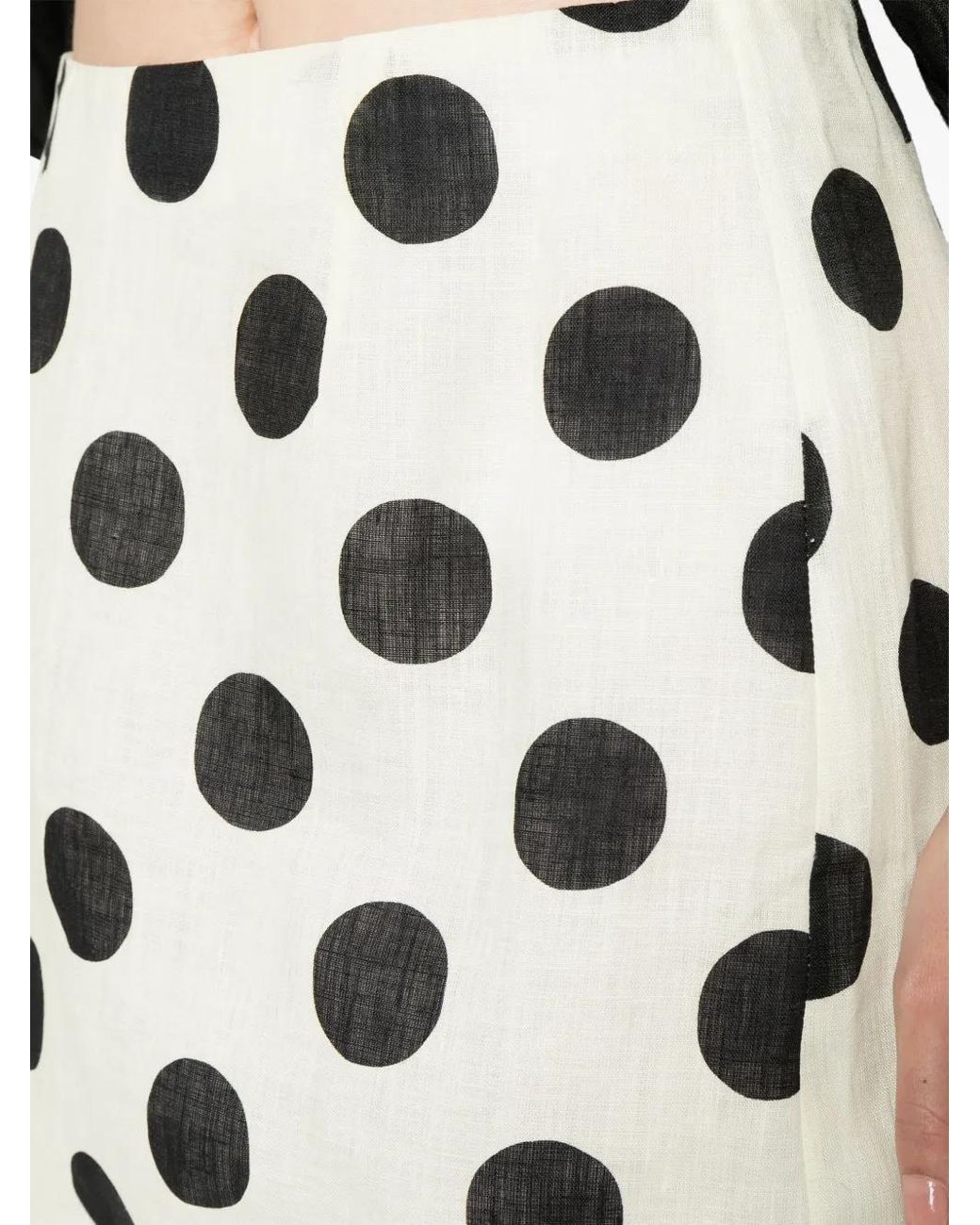 Cala De La Cruz Black Lulo Polka Dot-Print Linen Skirt