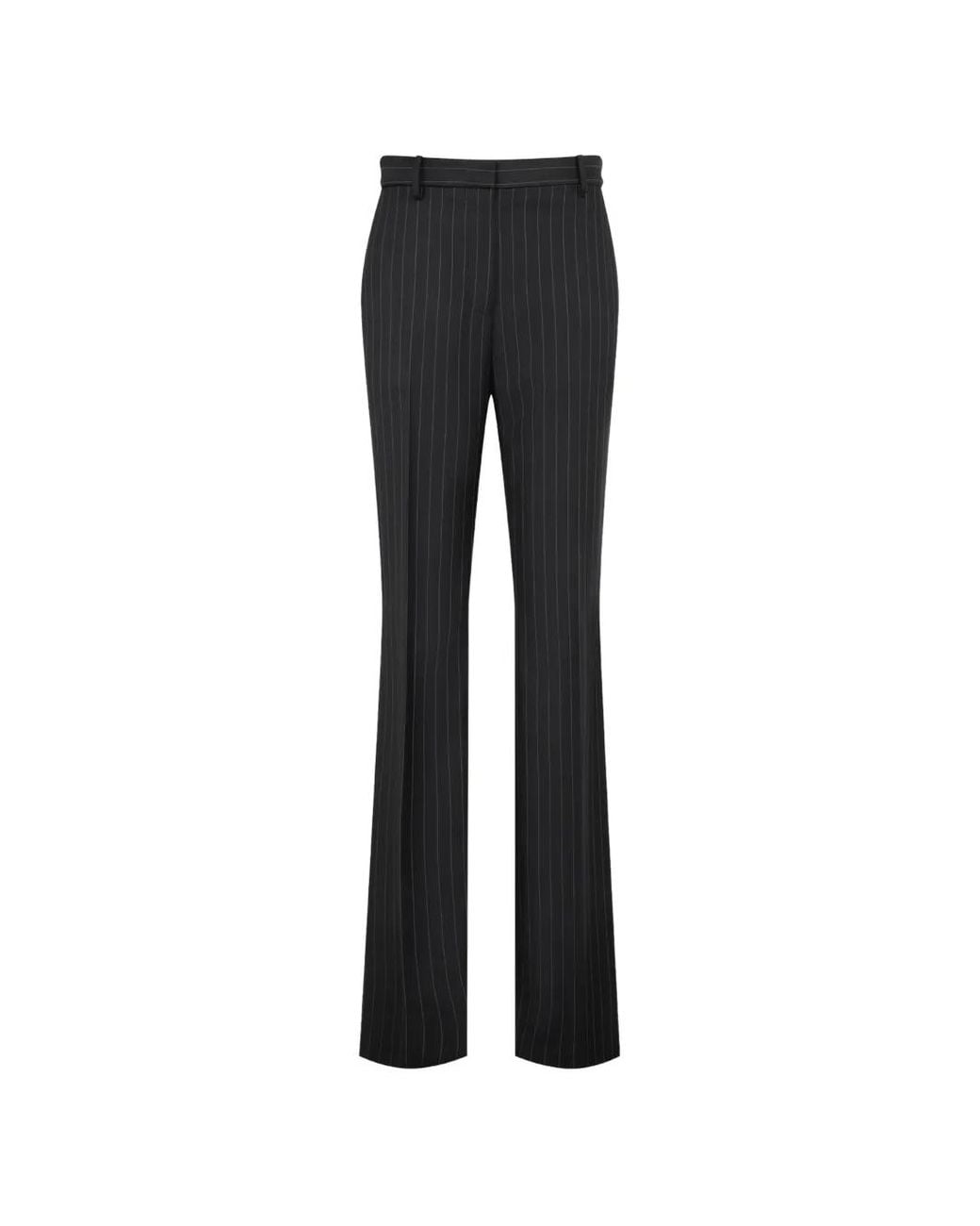 Tom Ford Black Chalk-Stripe Wool-Mohair Tailored Straight Boyfriend Pants