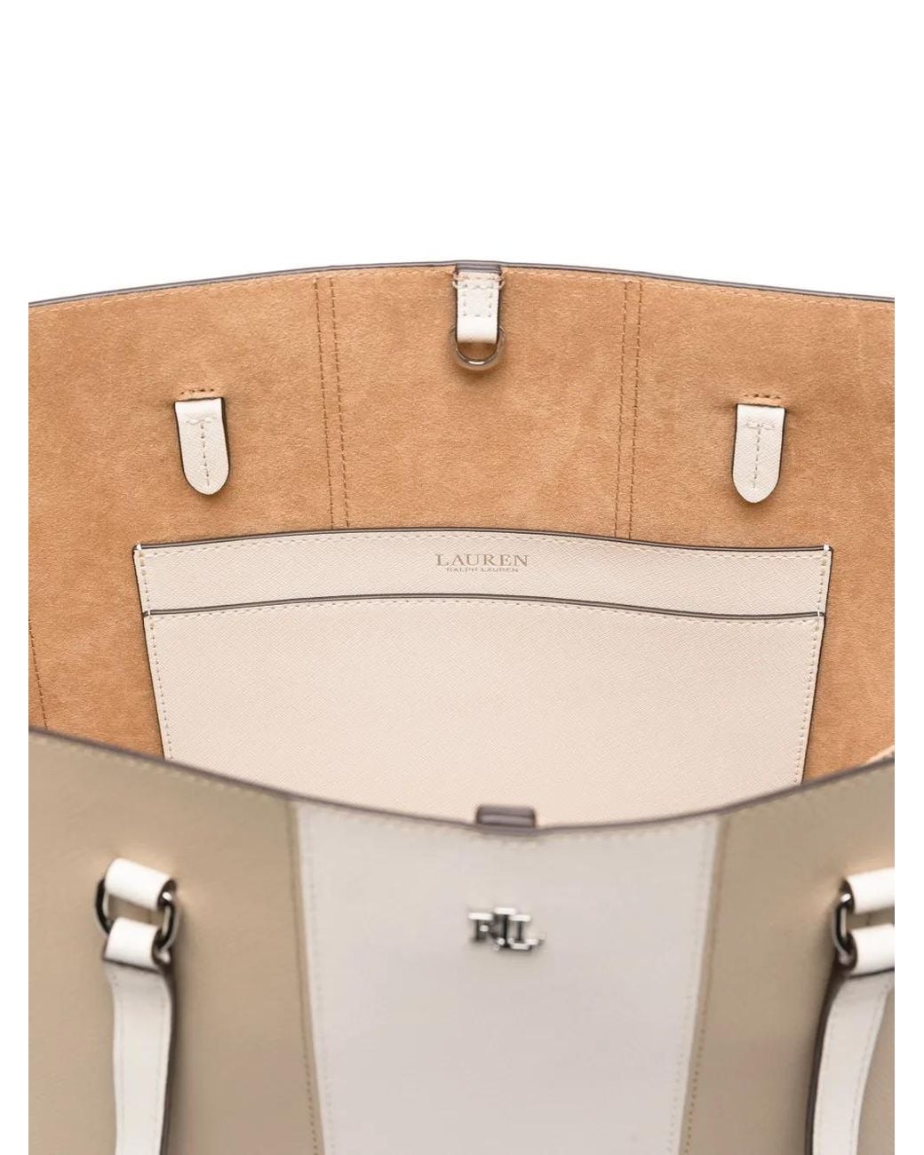 Ralph Lauren Natural Large Karly Panelled Leather Tote Bag