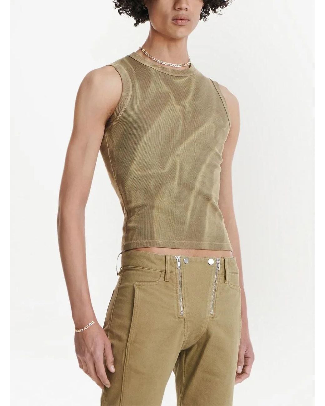 Dion Lee Green Sunfade Crinkle-Print Tank Top