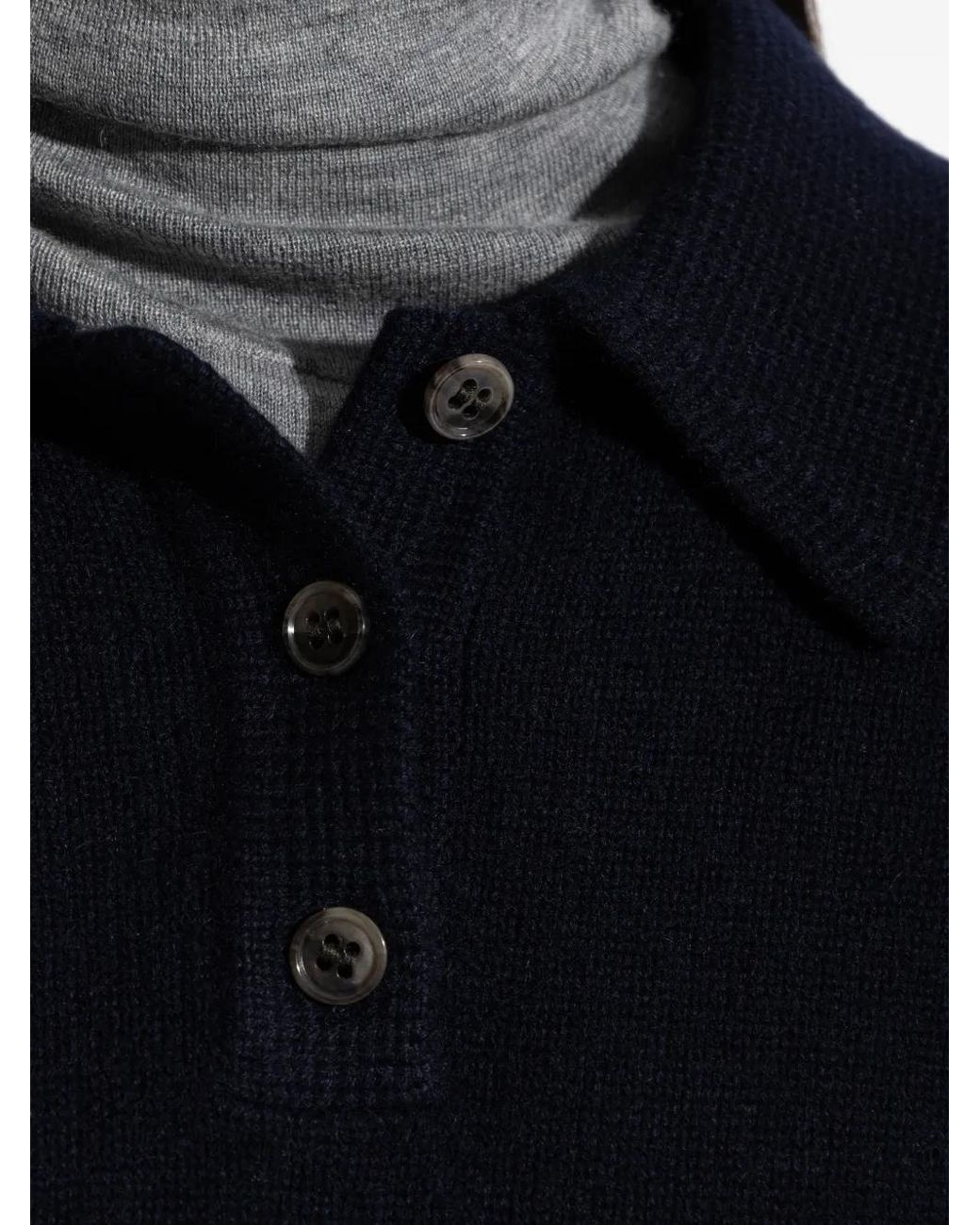 Lisa Yang Blue Etta Buttoned Knitted Top