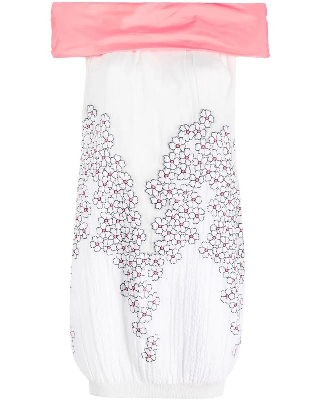 Gemy Maalouf White Off-Shoulder Floral-Print Dress