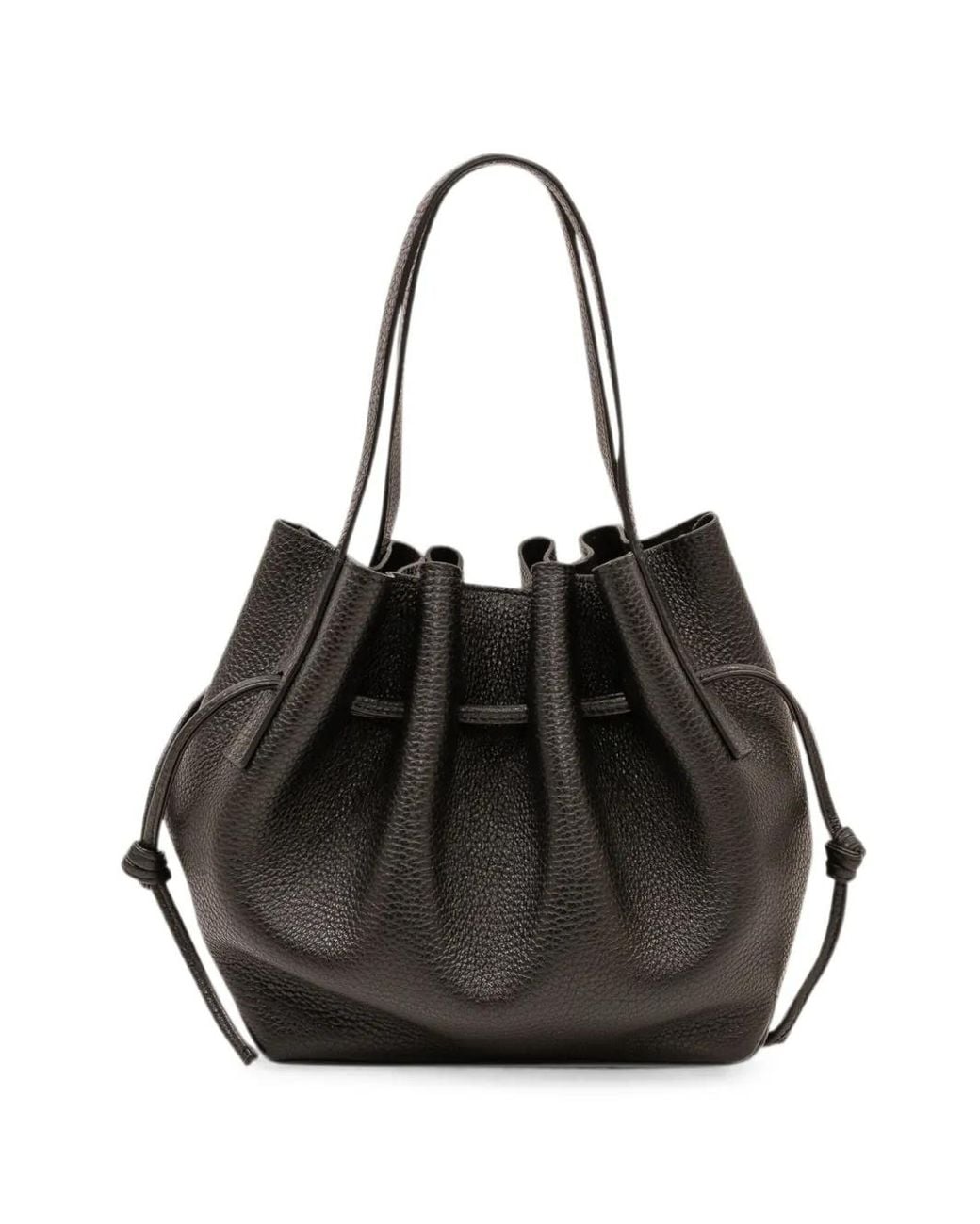 Yuzefi Black Mini Scallop Pebble-Leather Tote Bag