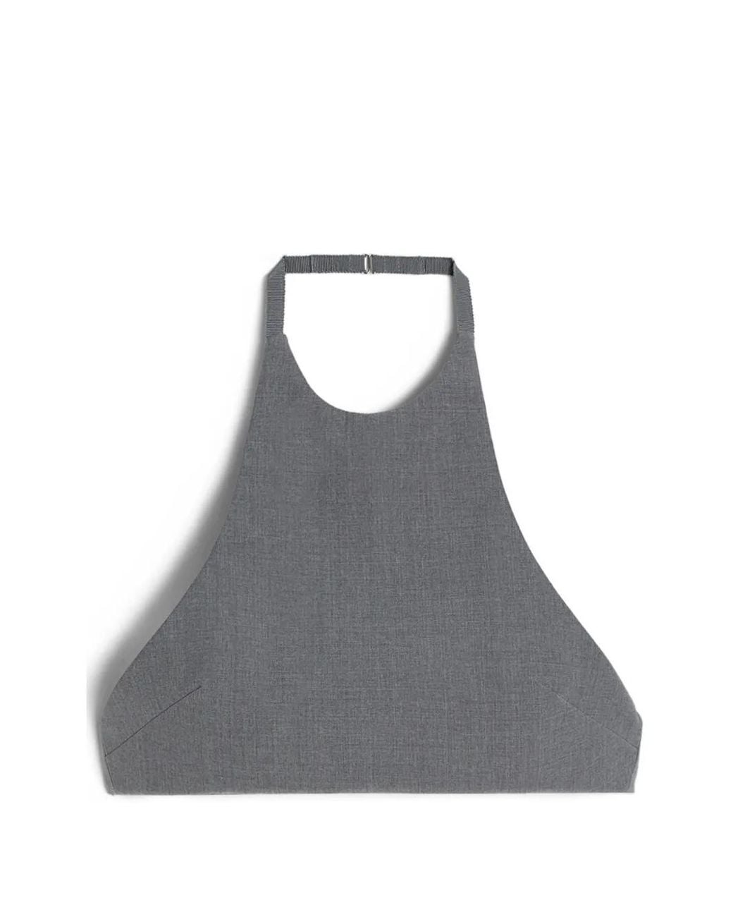 Jil Sander Gray Wool Poplin Halter Top