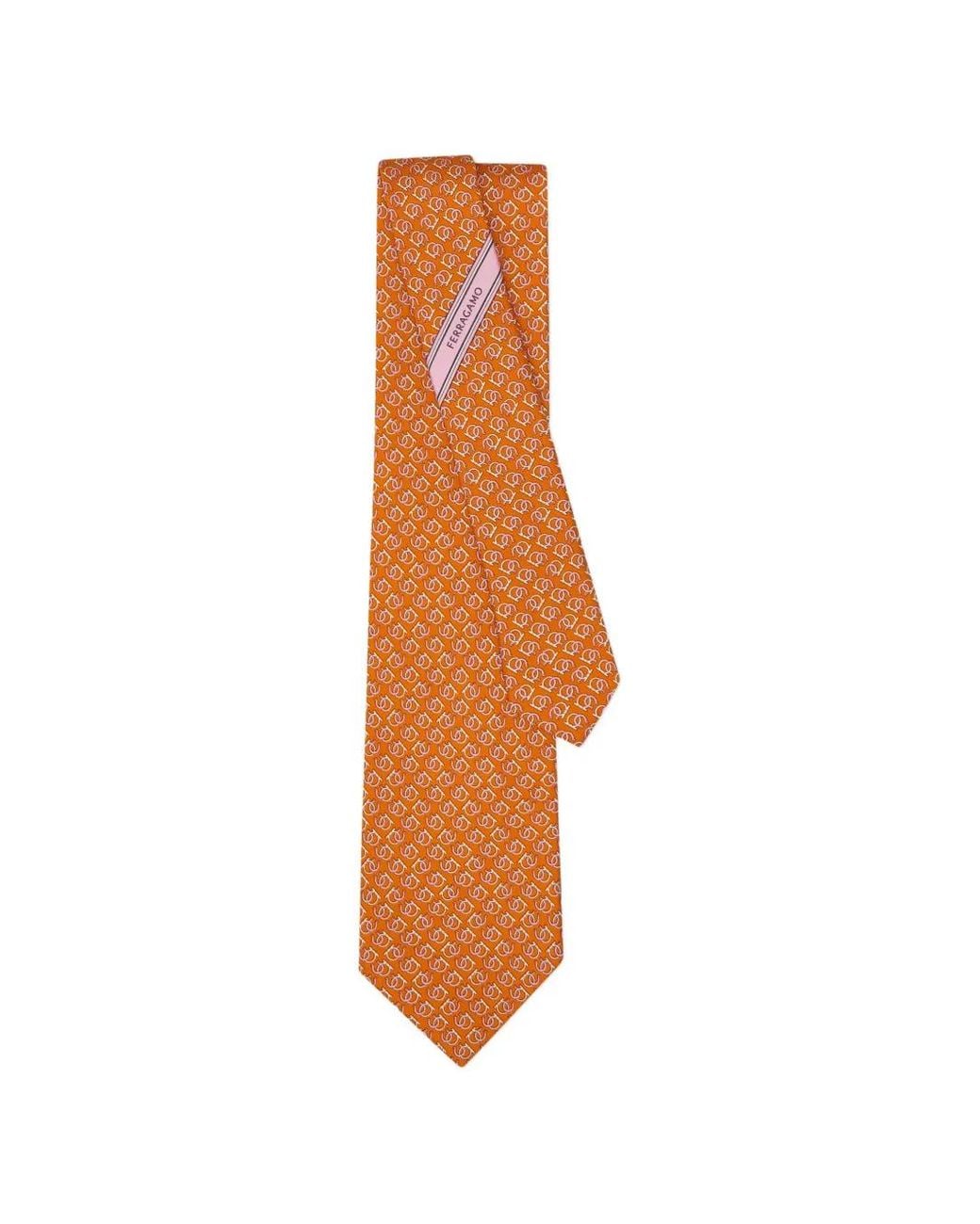 Ferragamo White Good Luck Print Silk Tie for men