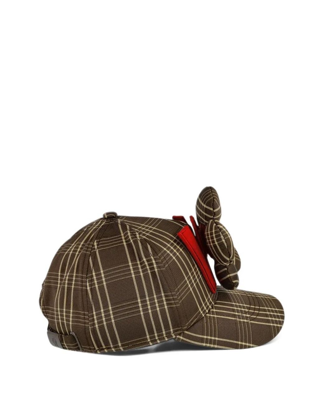 Walter Van Beirendonck Brown Check-Pattern Flower-Detail Baseball Cap for men