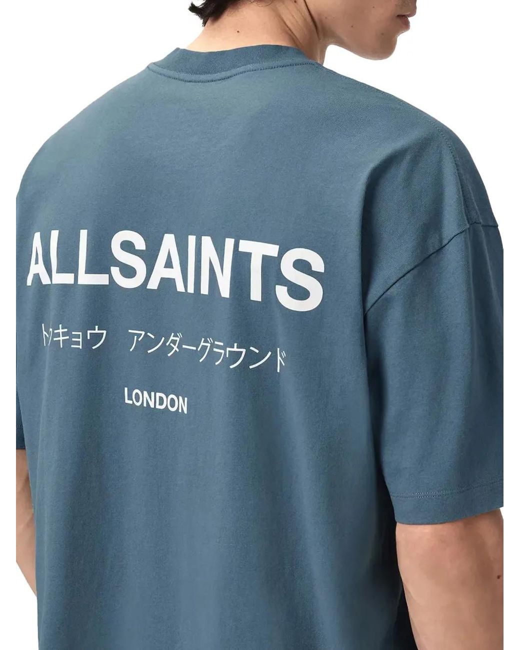 AllSaints Blue Underground Logo-Print T-Shirt for men