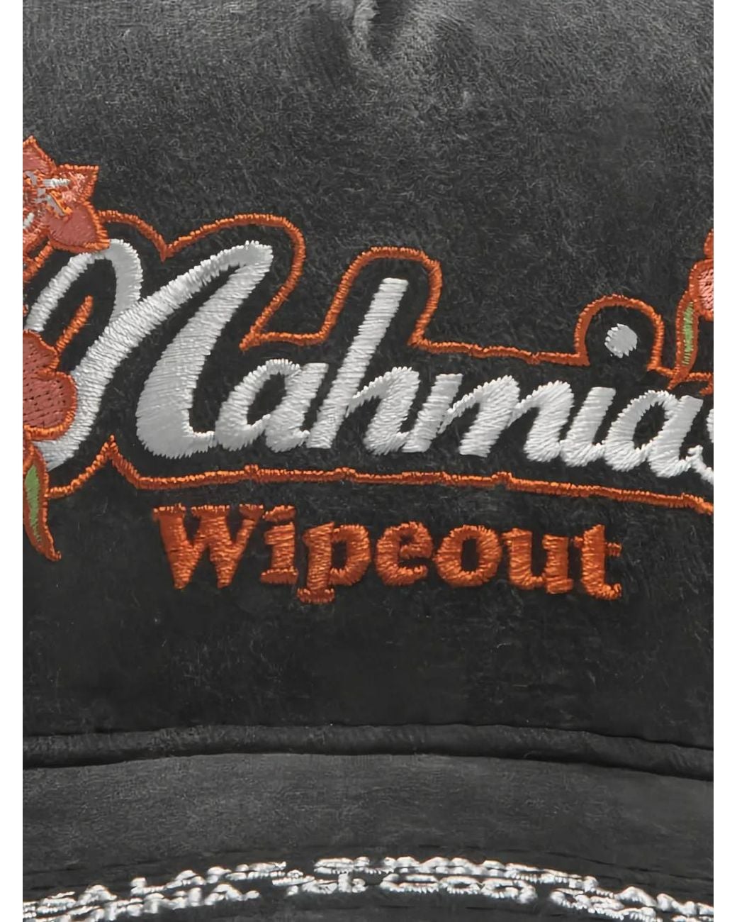 NAHMIAS Black Wipeout Embroidered Distressed Trucker Hat for men