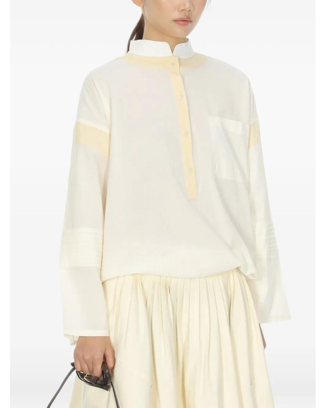 Samuel Guì Yang White Blouse Ample À Empiècements