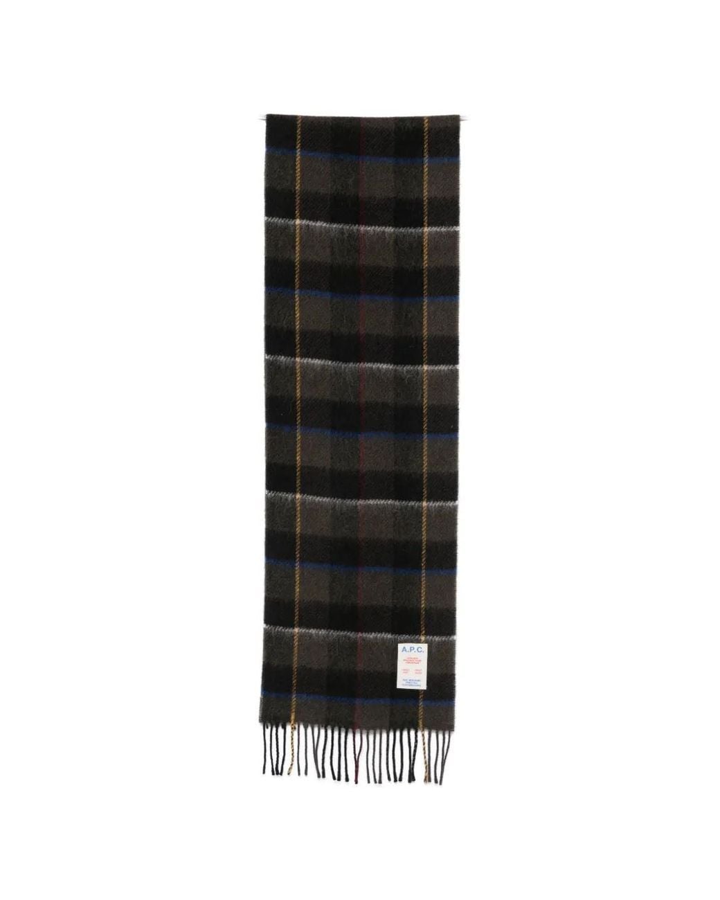 A.P.C. Black Checked Fringed Scarf
