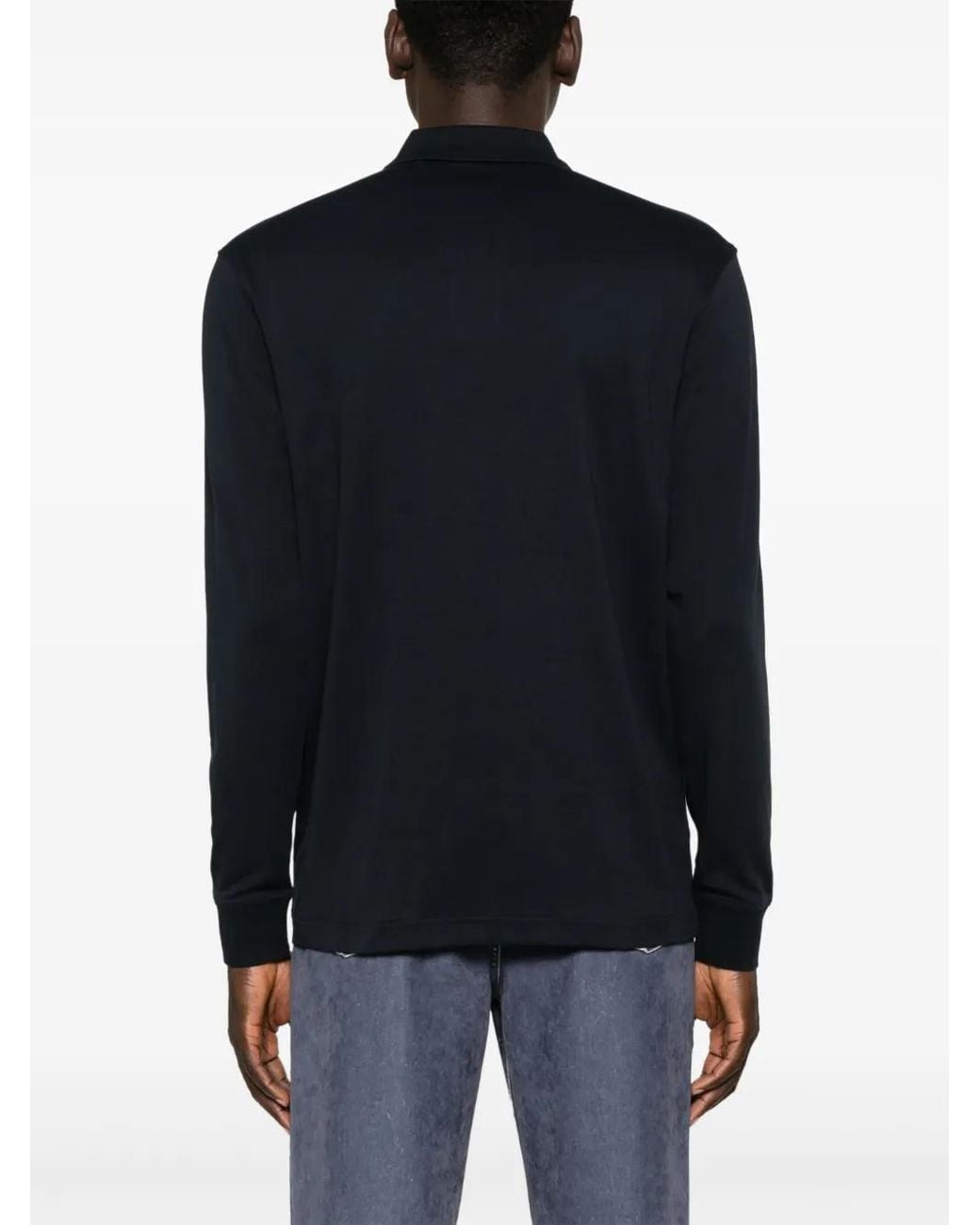 Boss Blue Long-Sleeve Polo Shirt for men