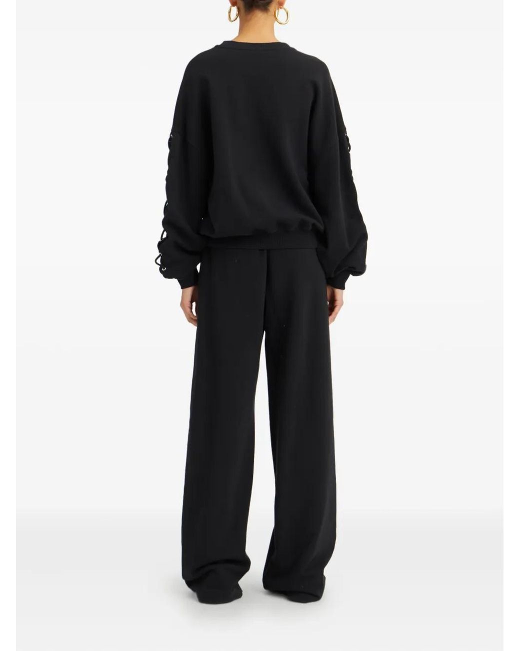 ROTATE BIRGER CHRISTENSEN Black Lace-Up Detail Track Pants