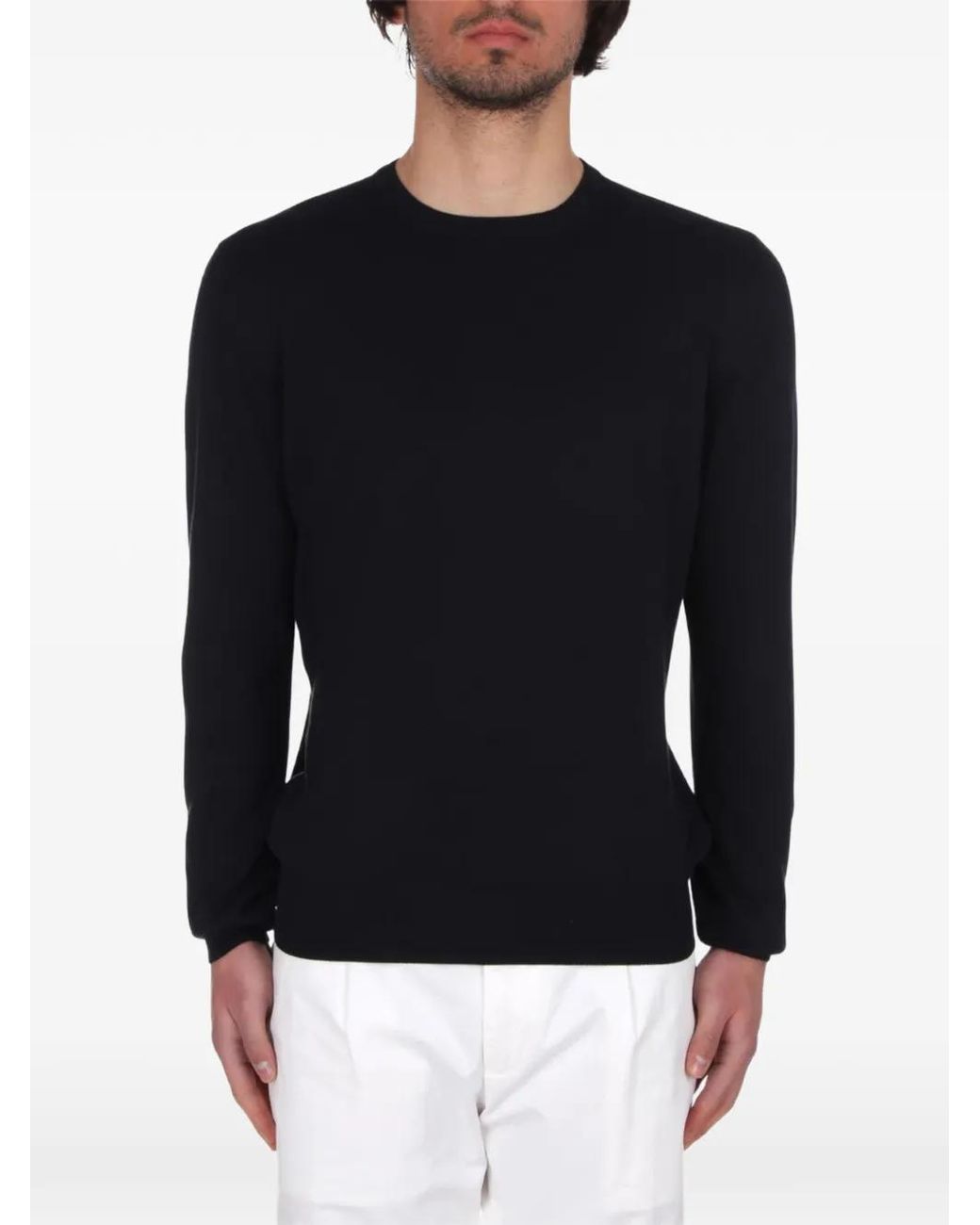 Gran Sasso Black Long-Sleeve Sweater for men