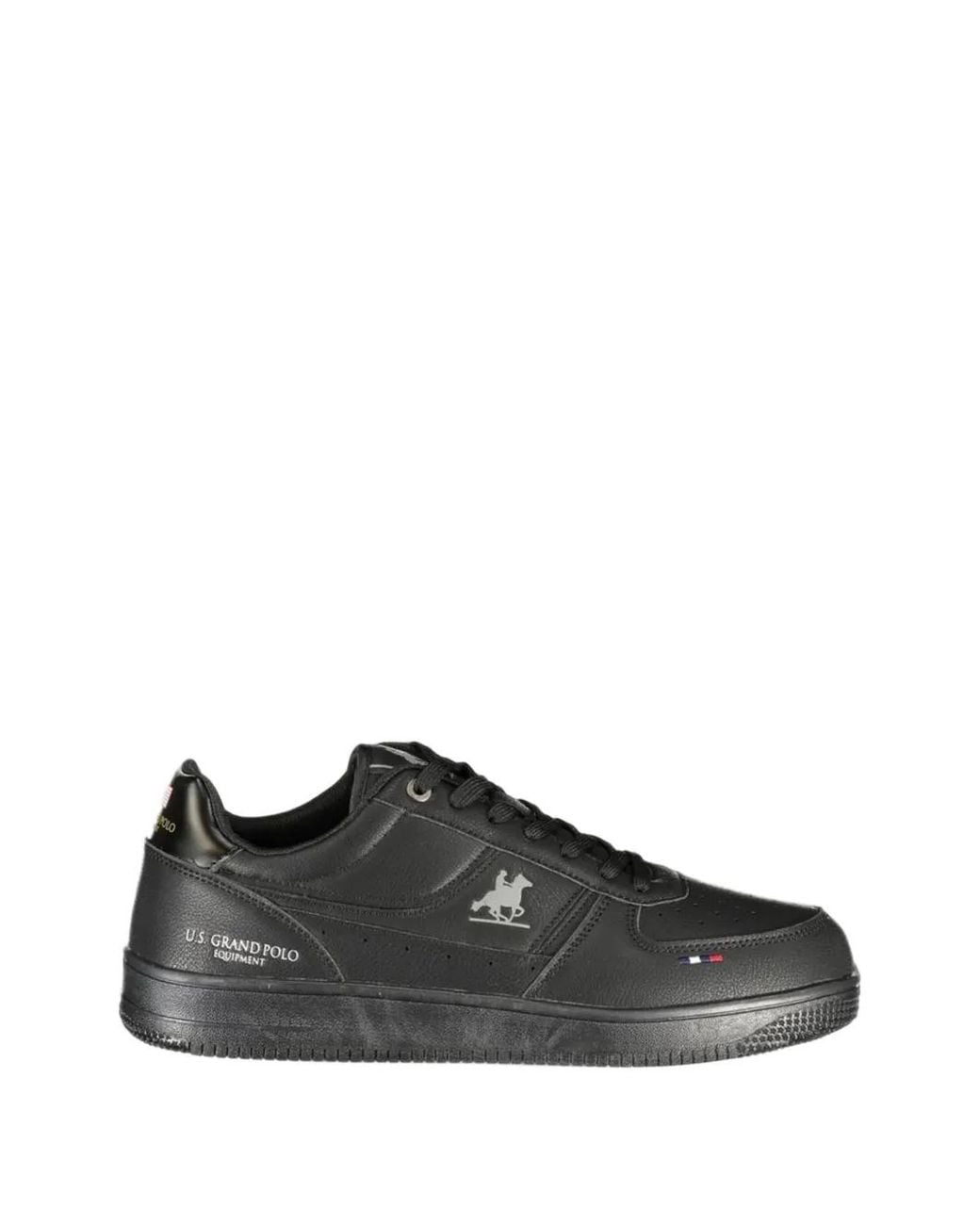 U.S. Grand Black Logo-Print Panelled Sneakers for men