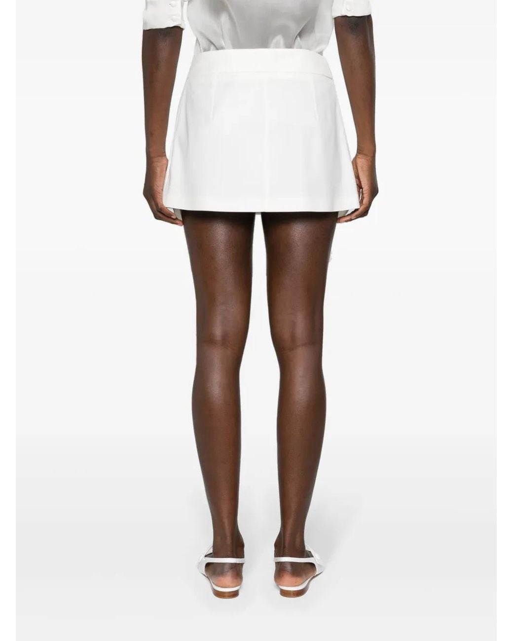 Nissa White Low-Rise Pleated Miniskirt