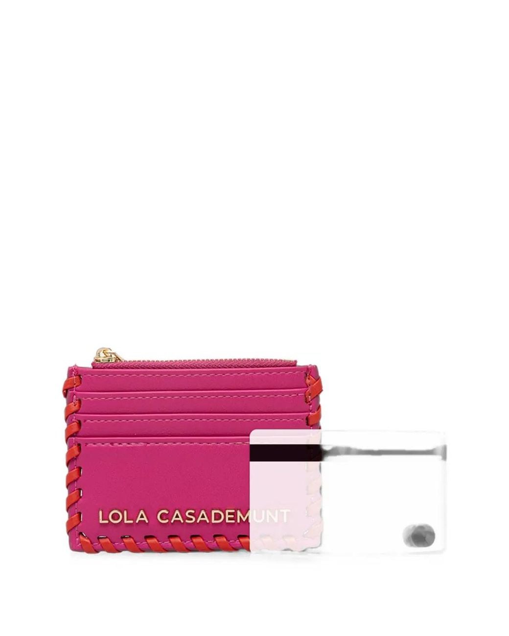 Lola Casademunt Pink Whipstitch Logo-Plaque Card Holder