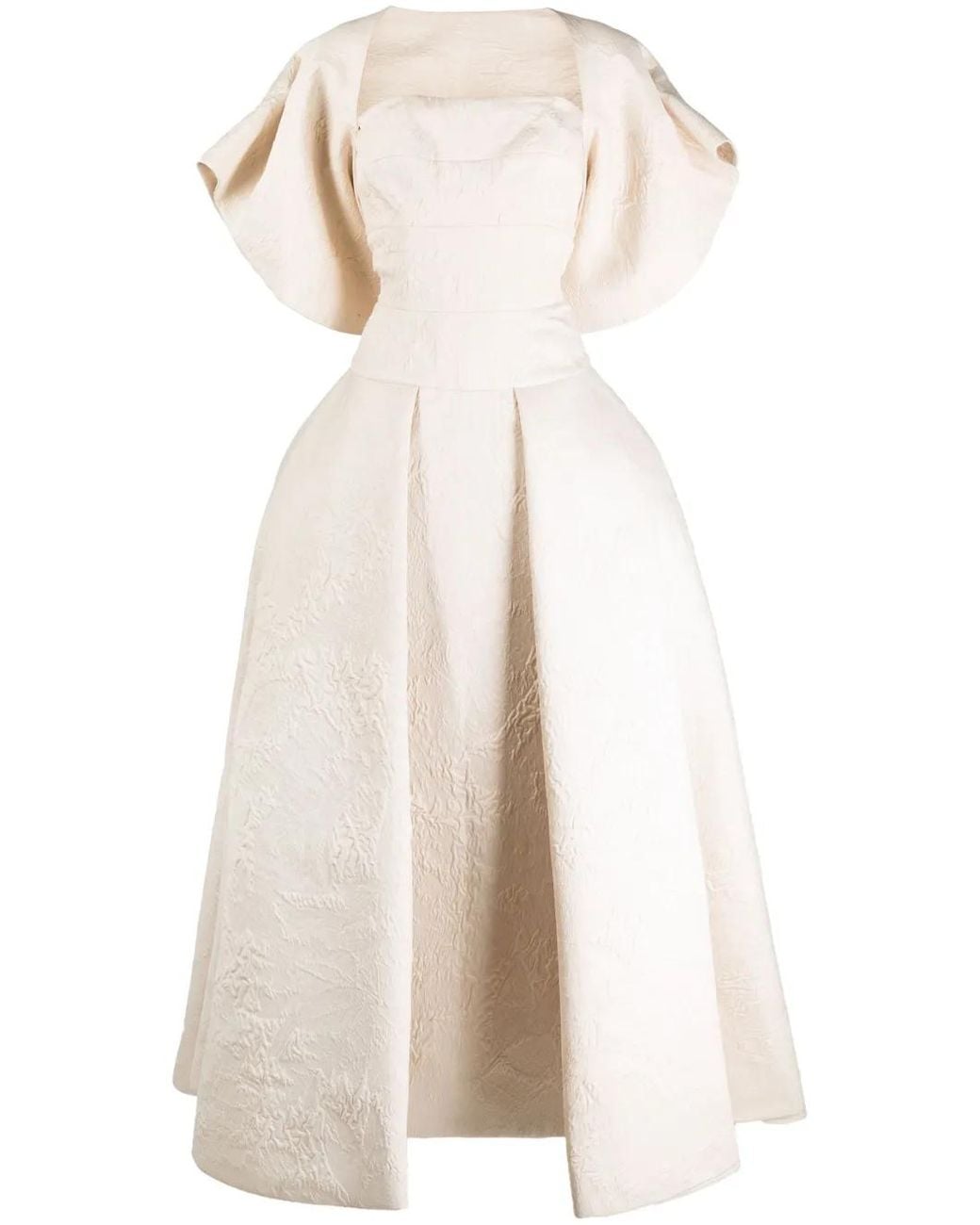 Saiid Kobeisy Natural Brocade-Effect Maxi Ball Dress
