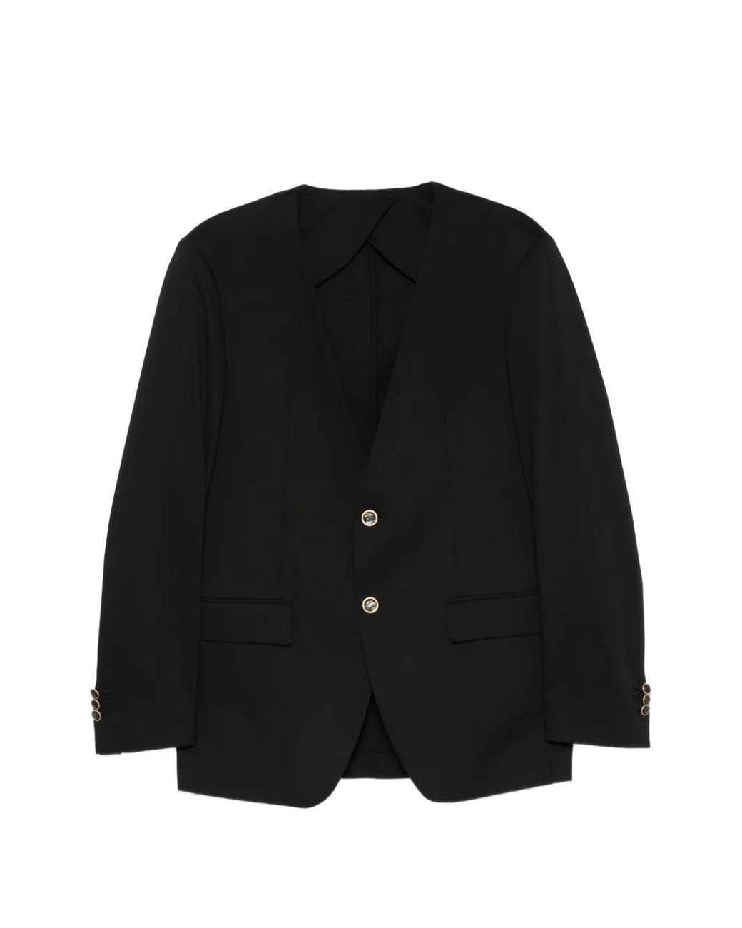 MARSĒM Black Collarless Suit for men