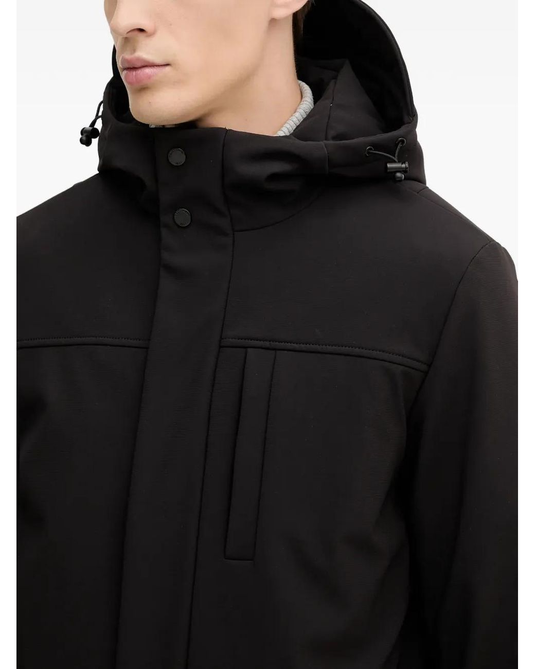 Trussardi Black Zip-Up Parka Coat for men