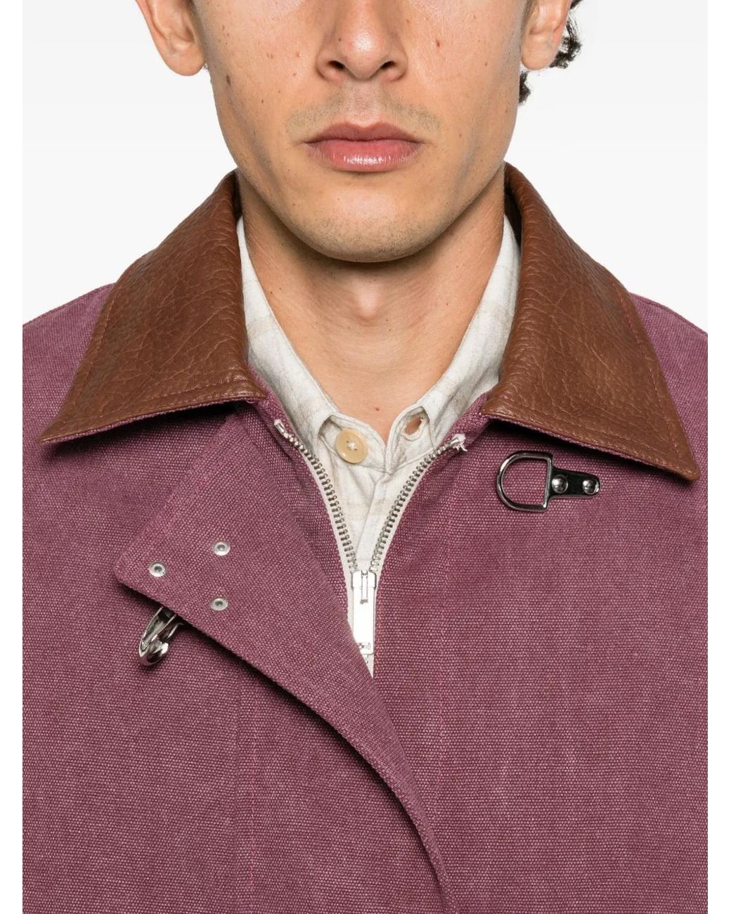 LC23 Purple Lobster-Fastening Contrasting-Collar Jacket for men