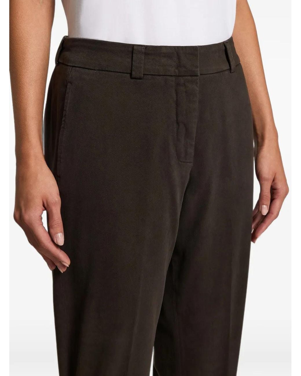 Peserico Brown Turn-Up Cuff Tailored Trousers