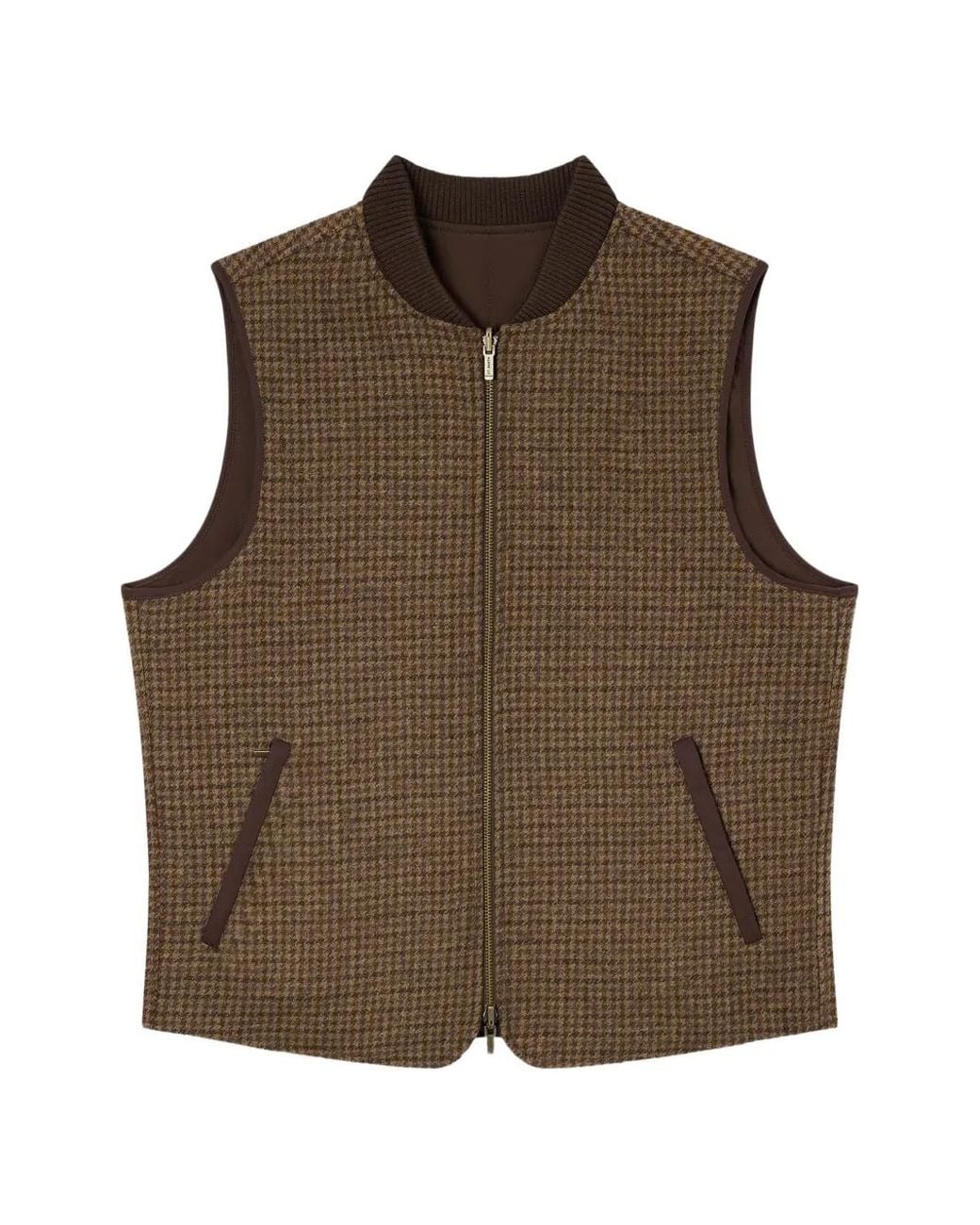 Mc2 Saint Barth Brown Spencer Reversible Houndstooth-Pattern Gilet for men