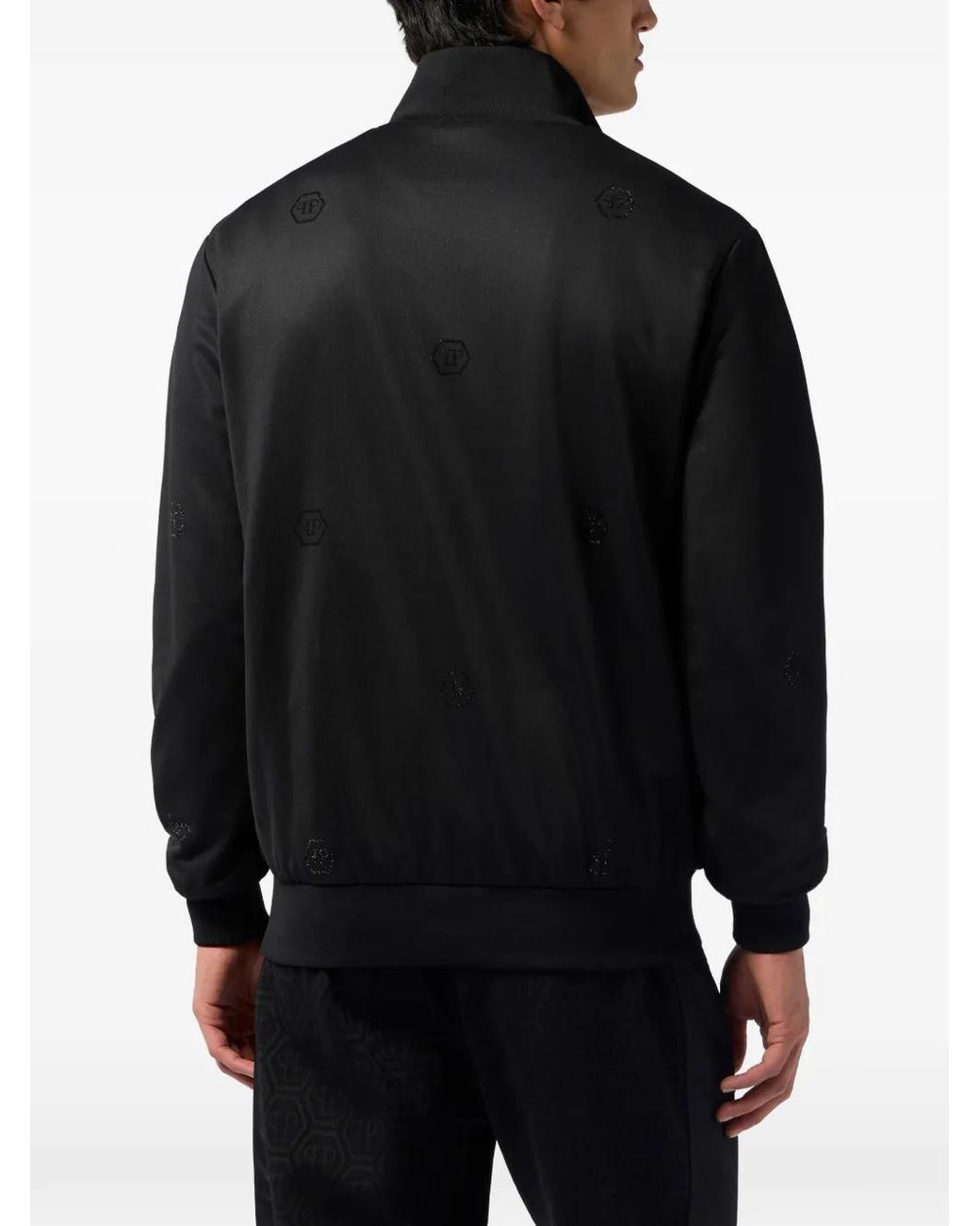 Philipp Plein Black Monogram-Pattern Sport Jacket for men