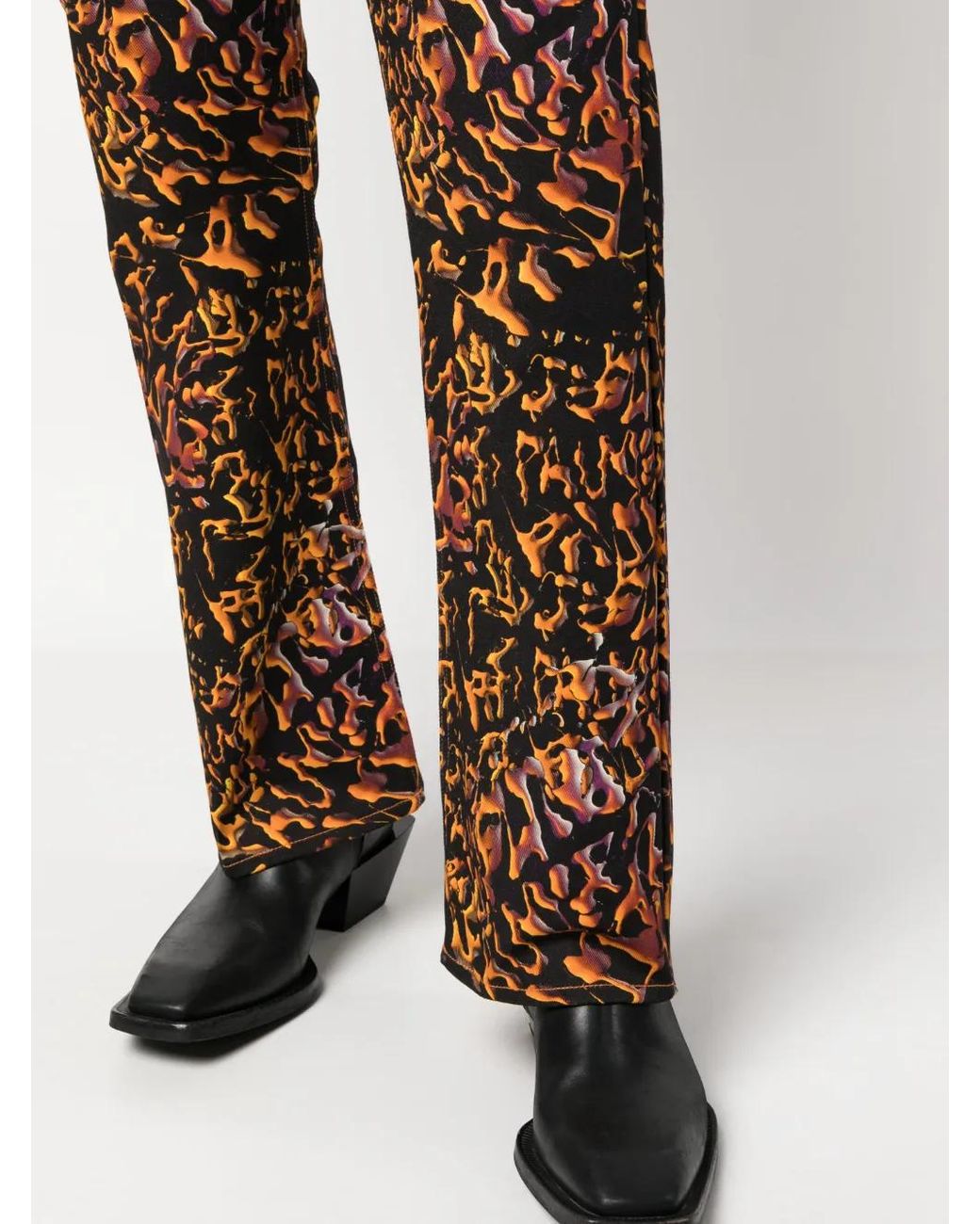 Palmier Blue Abstract-Print Straight-Leg Trousers for men