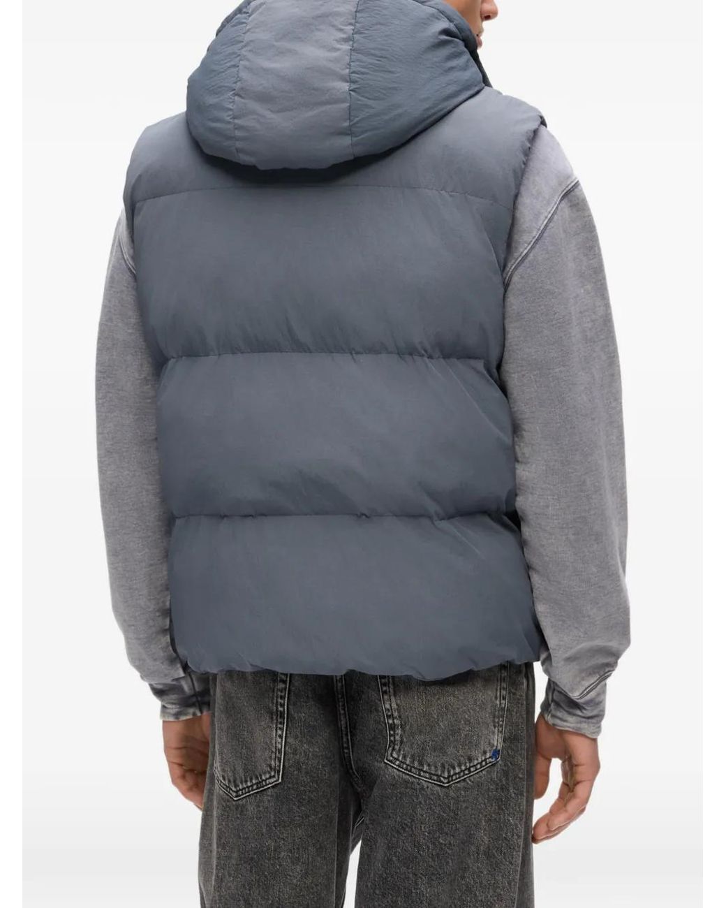 Karl Lagerfeld Blue Hooded Puffer Vest for men